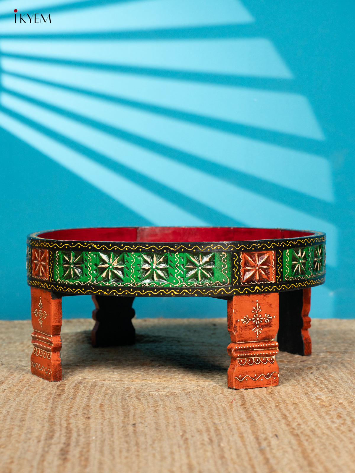 Wooden Chakki Painted Tray Table - Big