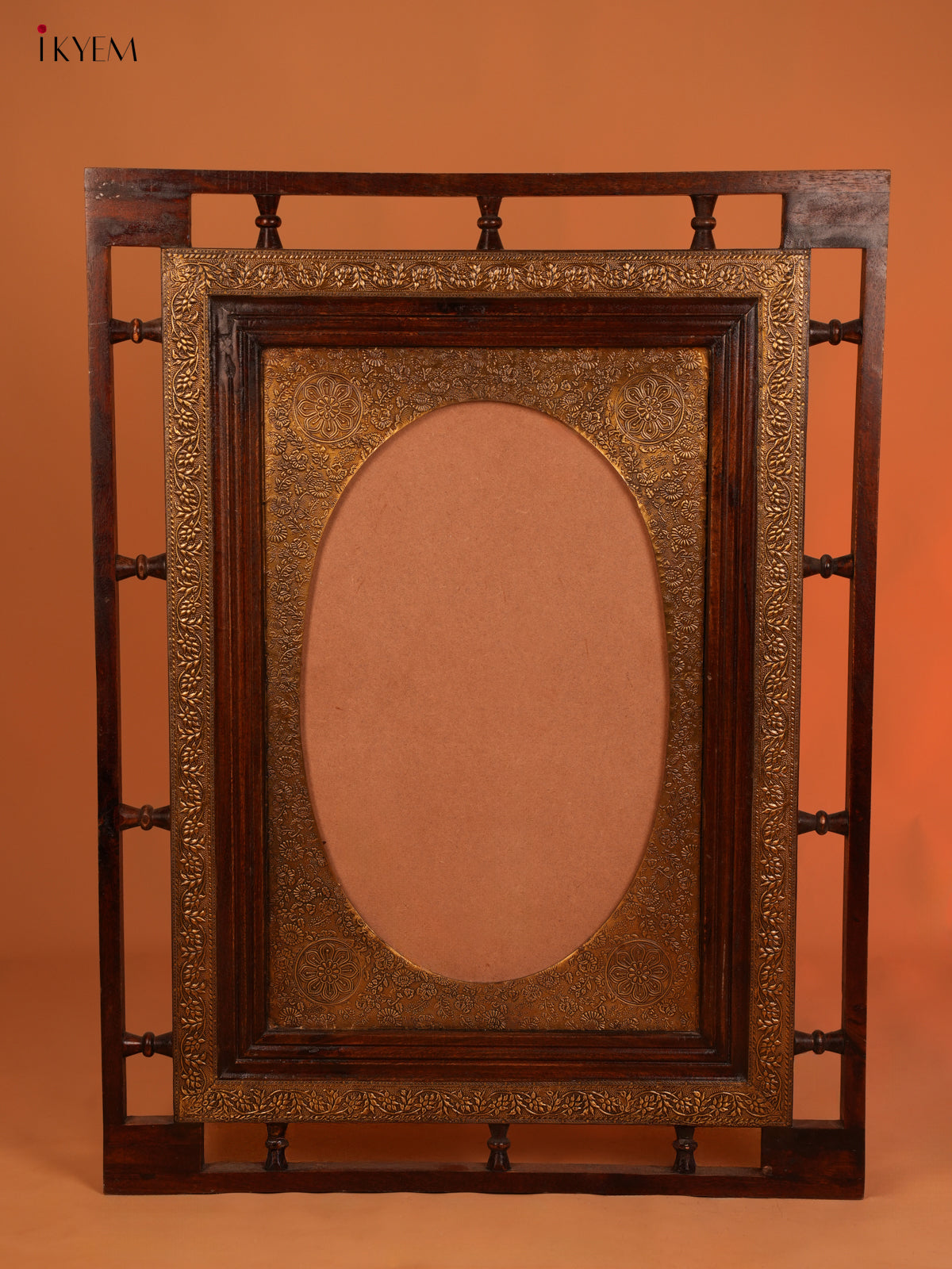 Wooden Brass Fitted Mirror Frame - 4JJ04064