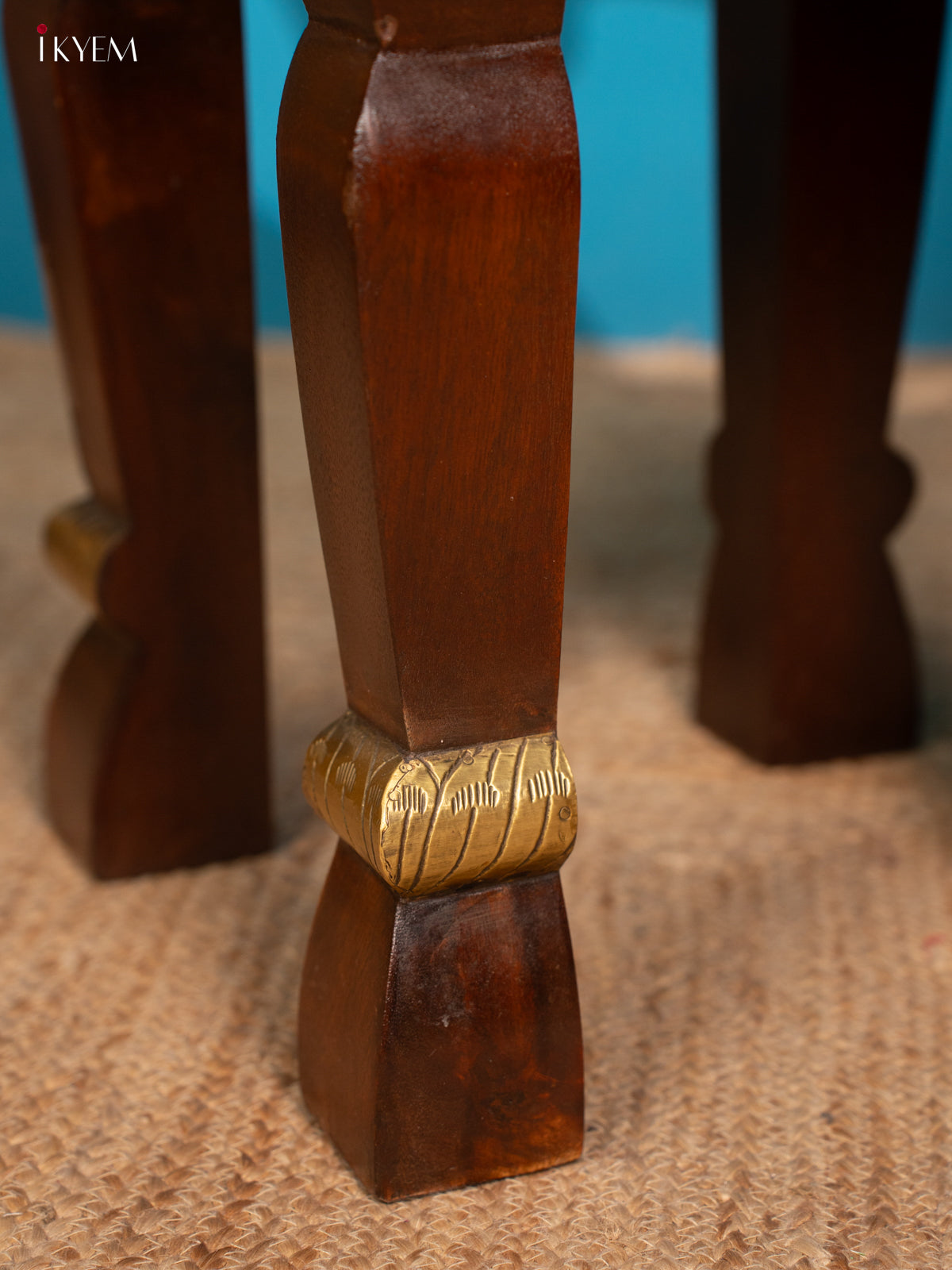 Wooden Brass Fitted Stool - 4JJ04082