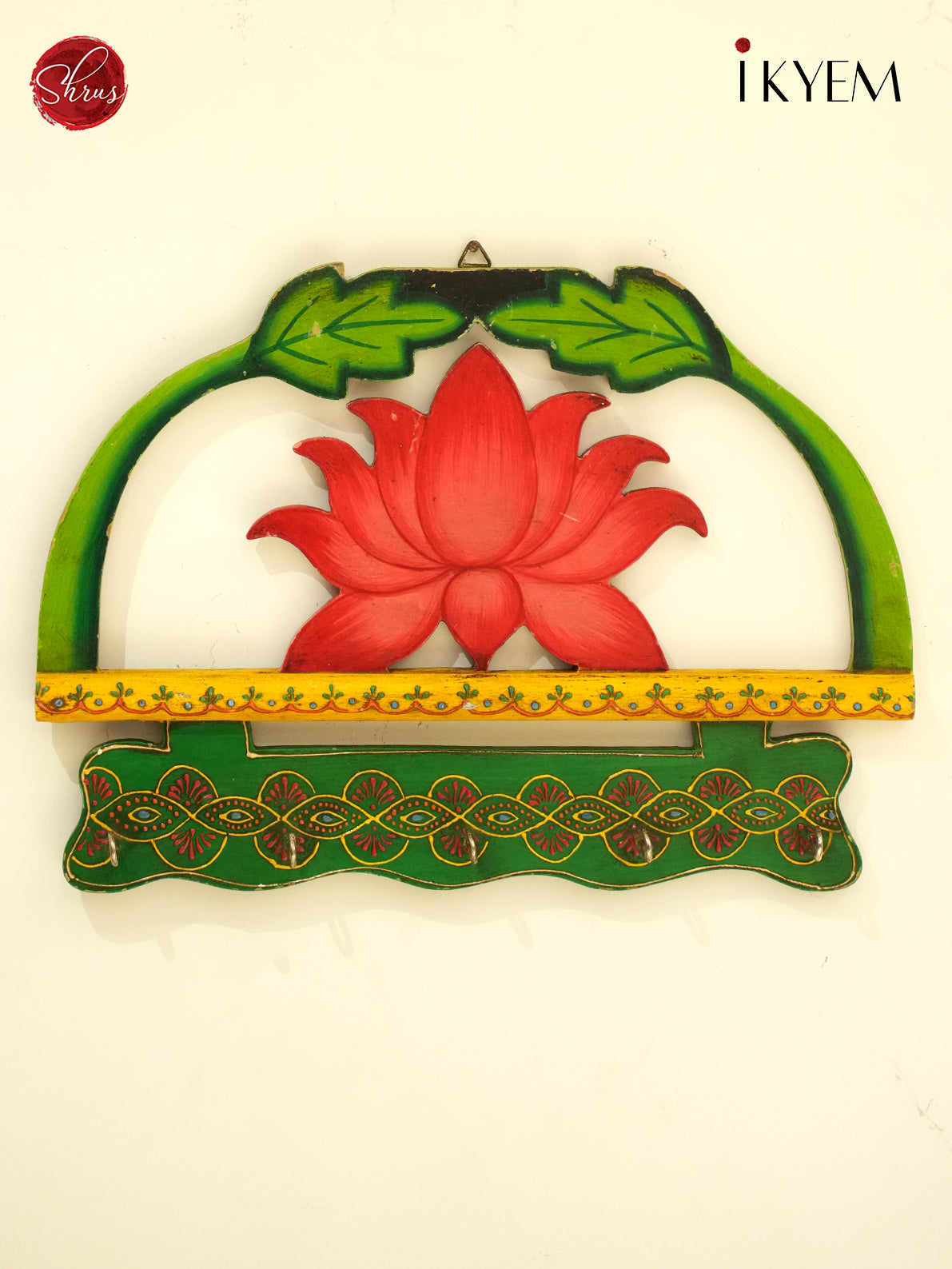 Wooden hand painted Lotus key holder