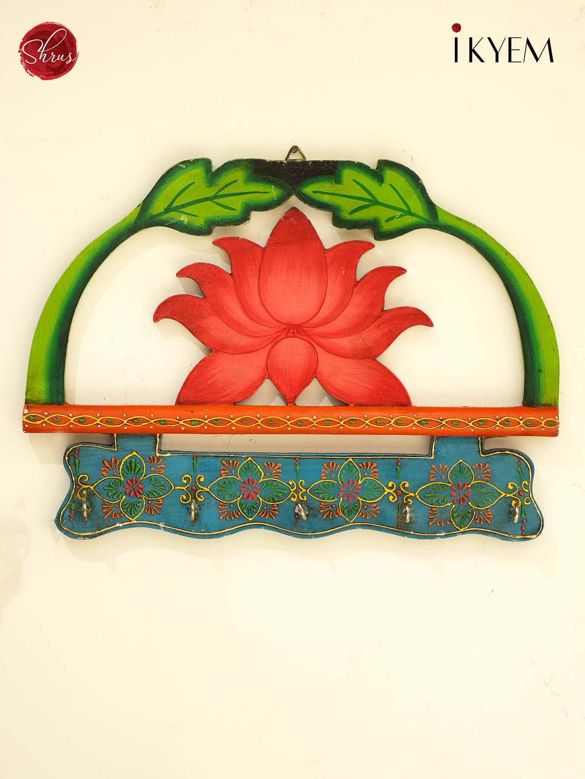 Wooden hand painted  lotus key holder