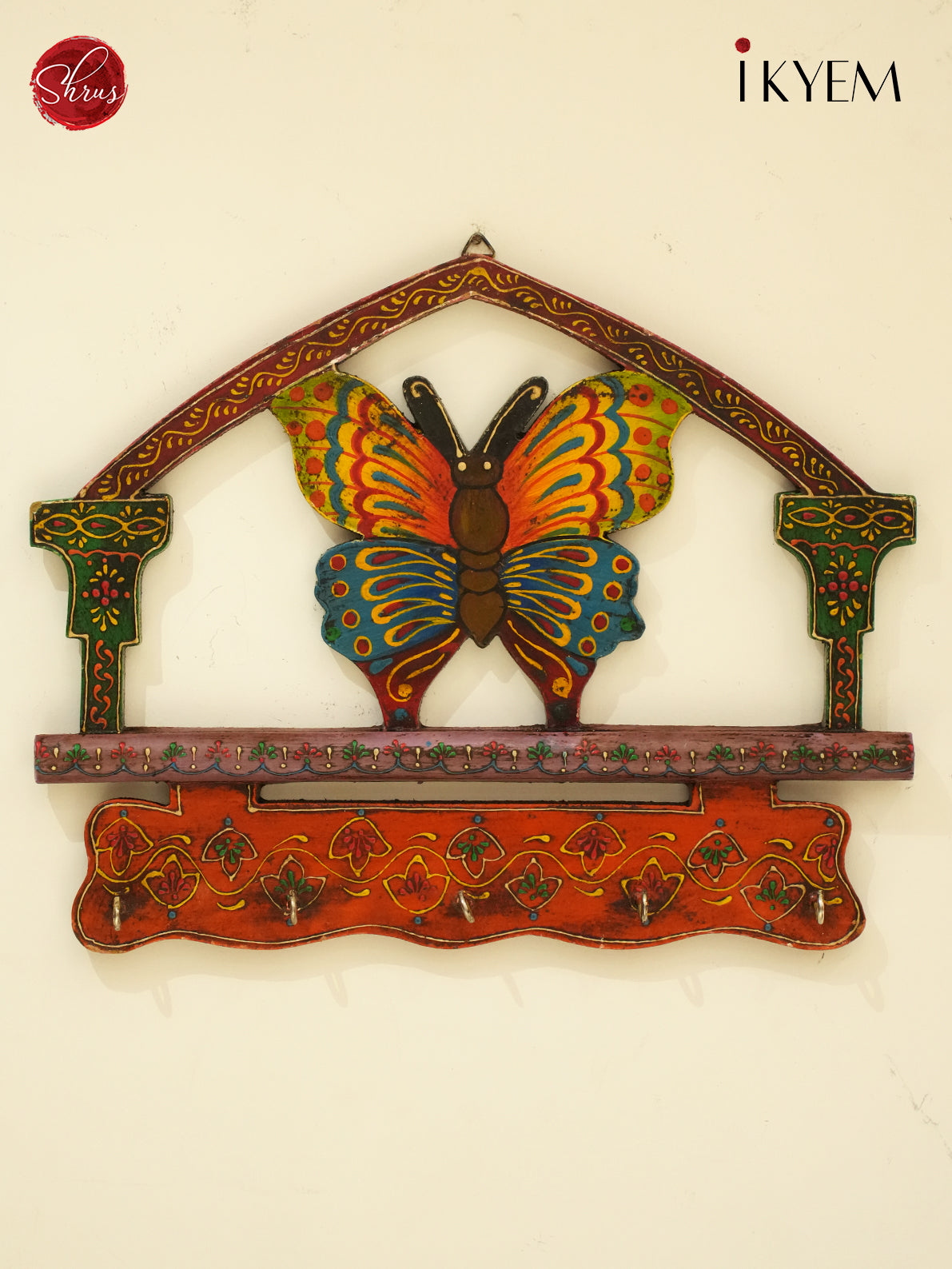 Wooden Hand painted butterfly key holder