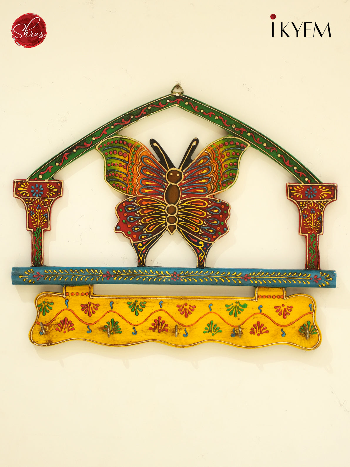 Wooden hand painted butterfly key holder