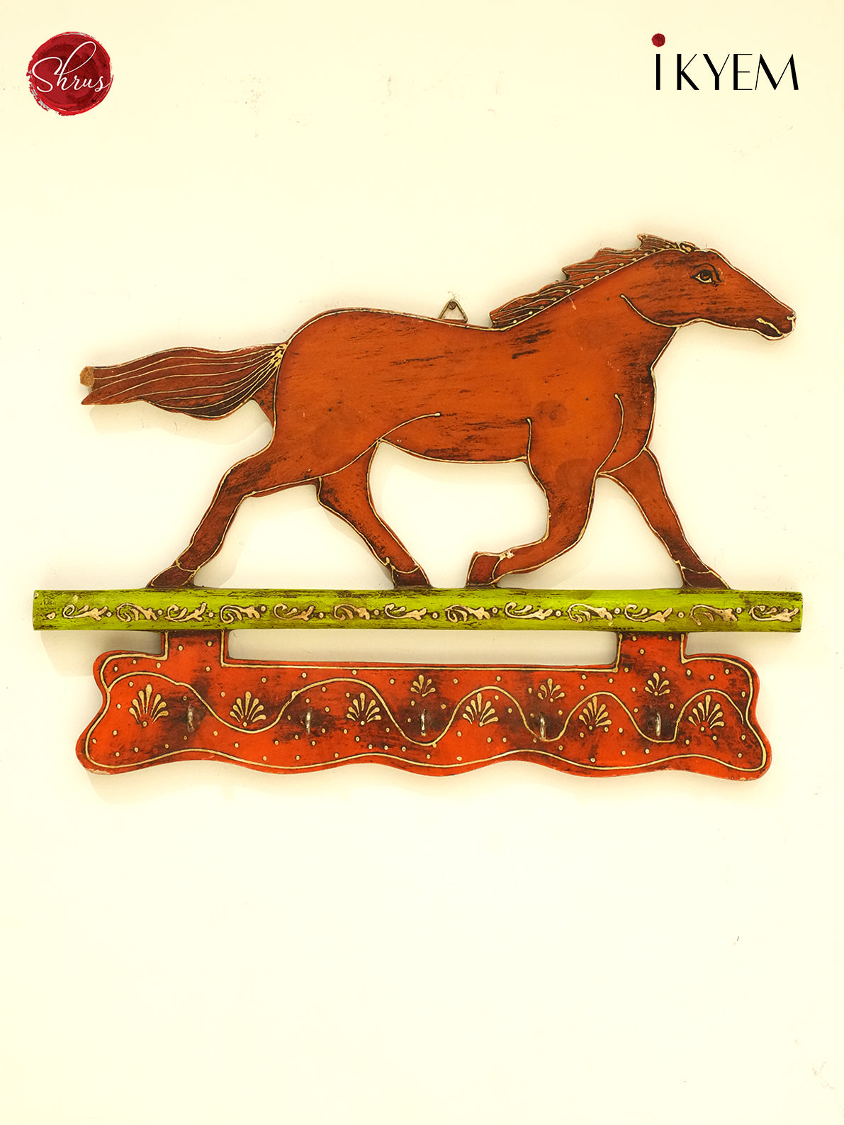 Wooden hand painted horse key holder