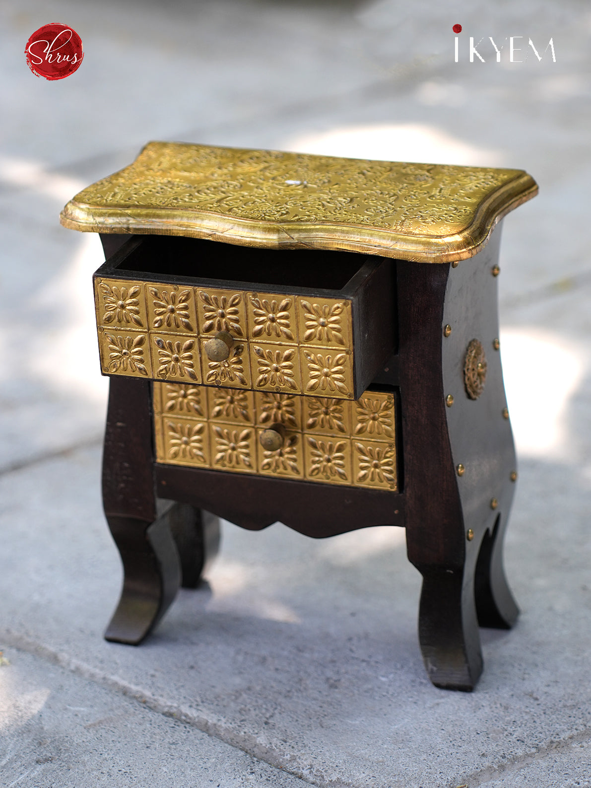 Brass Wooden Drawer with Antique finishing