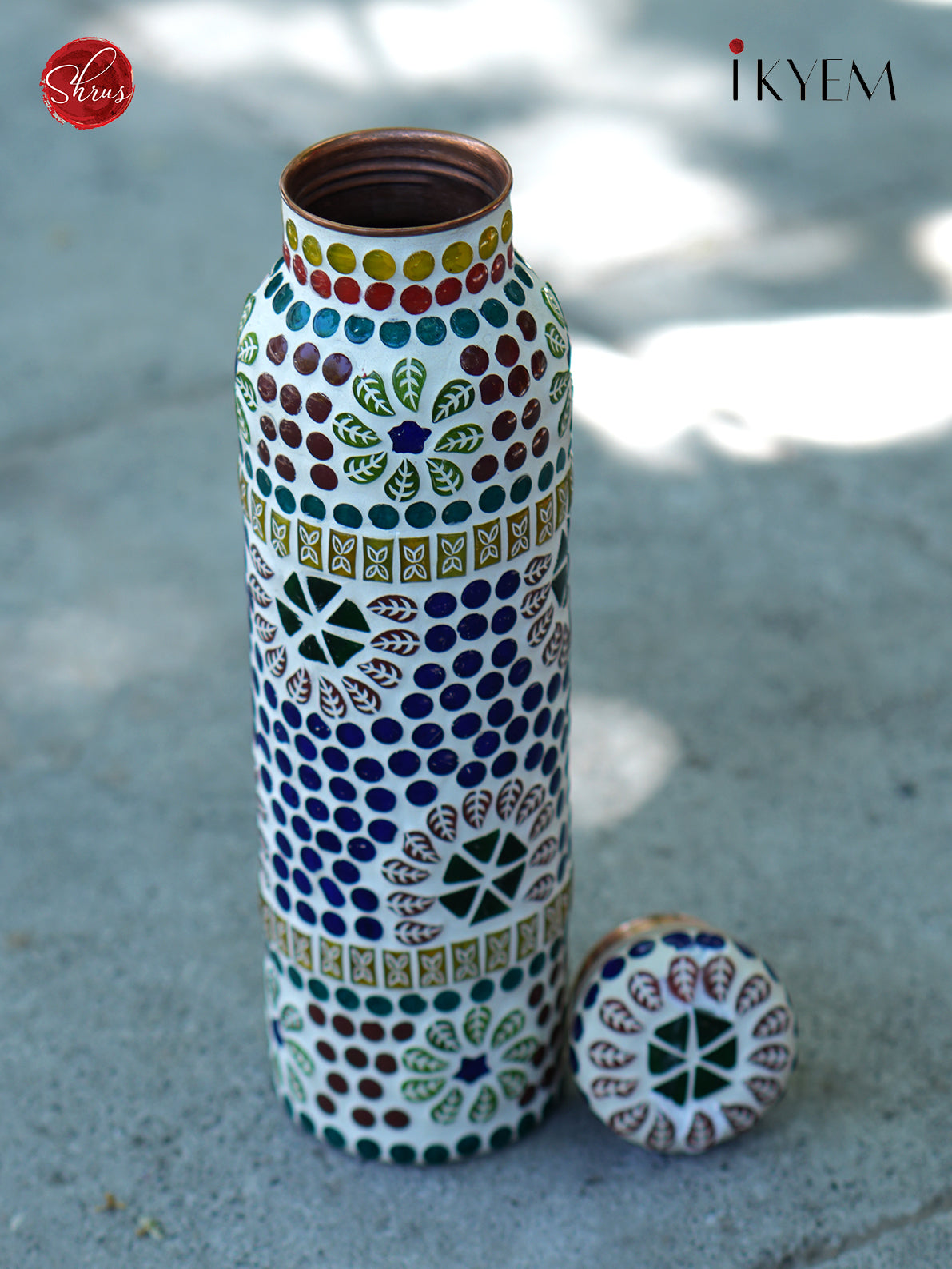 Hand painted copper bottle