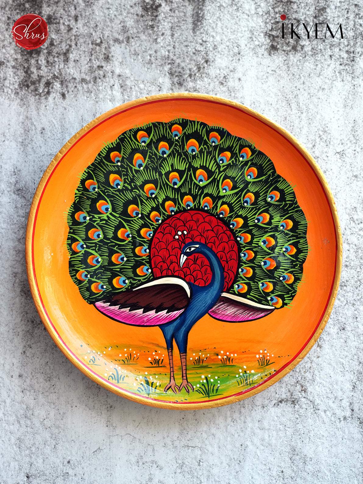 Handpianted Peacock Wall plate