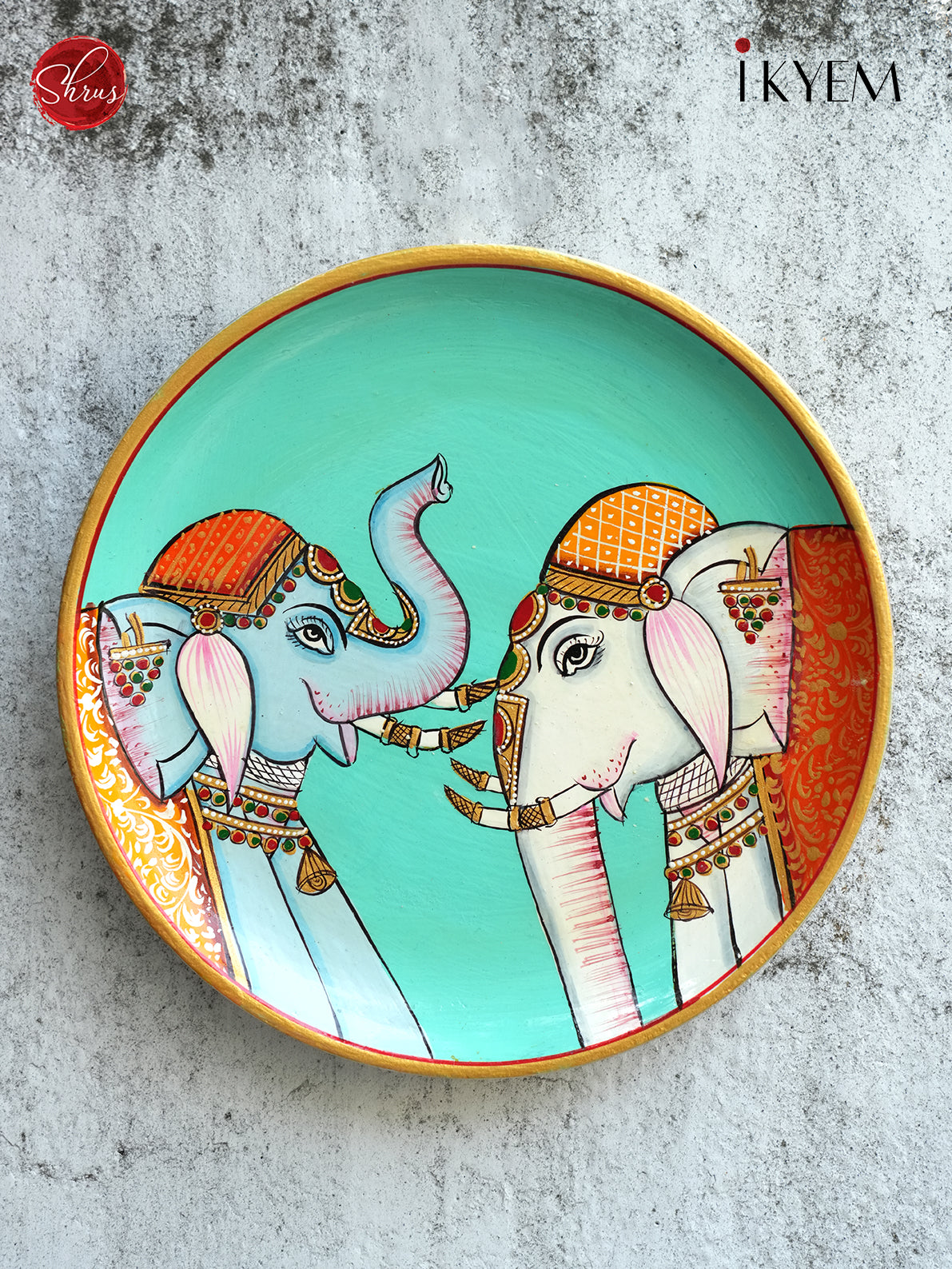 Handpainted Pichwai Elephant wall plate