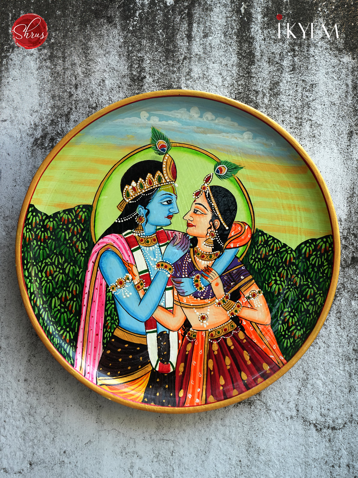 Handpainted Radha krishna Wall Plate