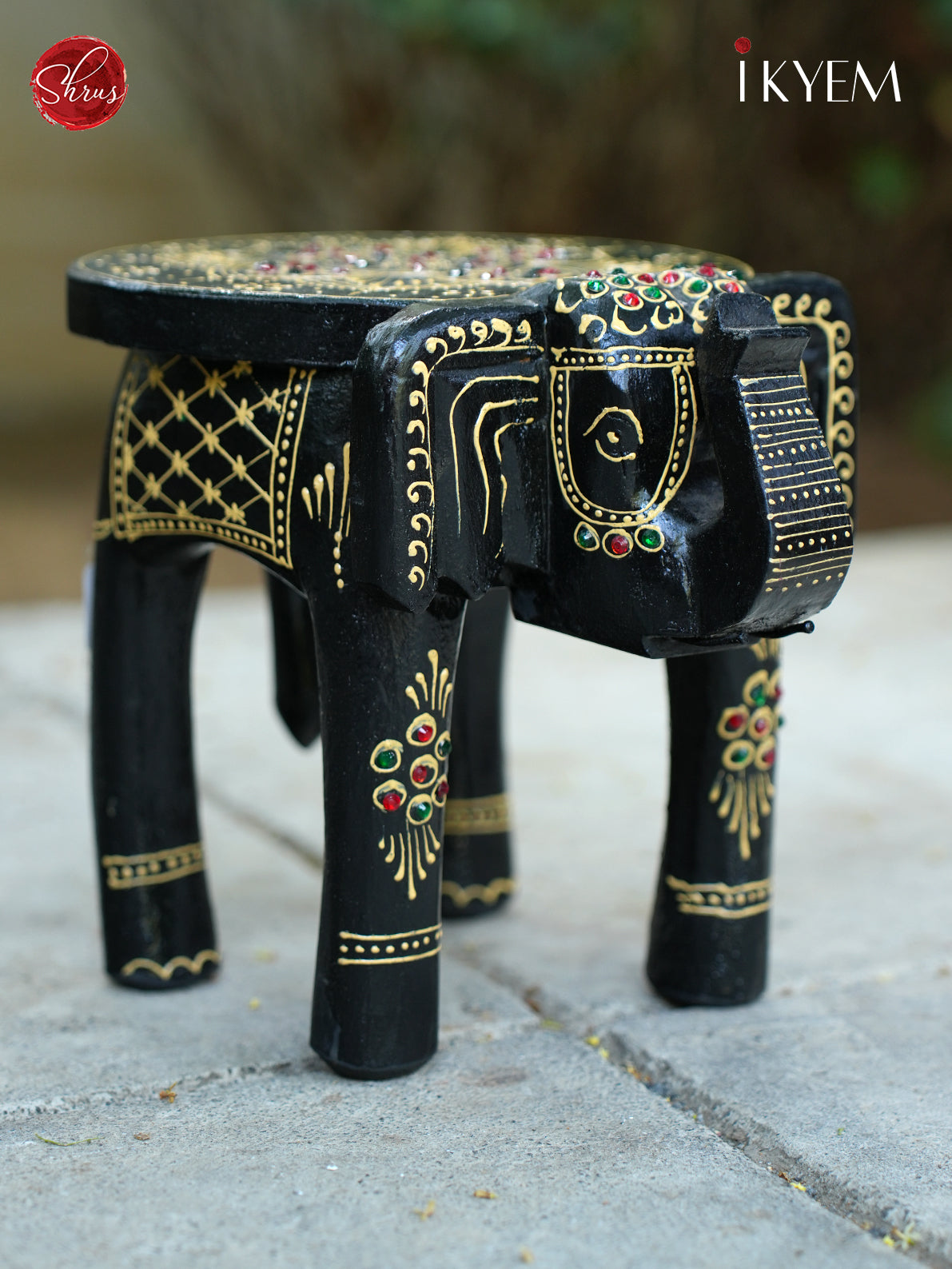 Hand painted Wooden Elephant Stool