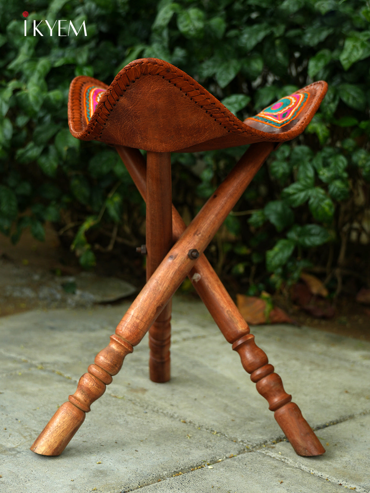 Leather Wooden Stool