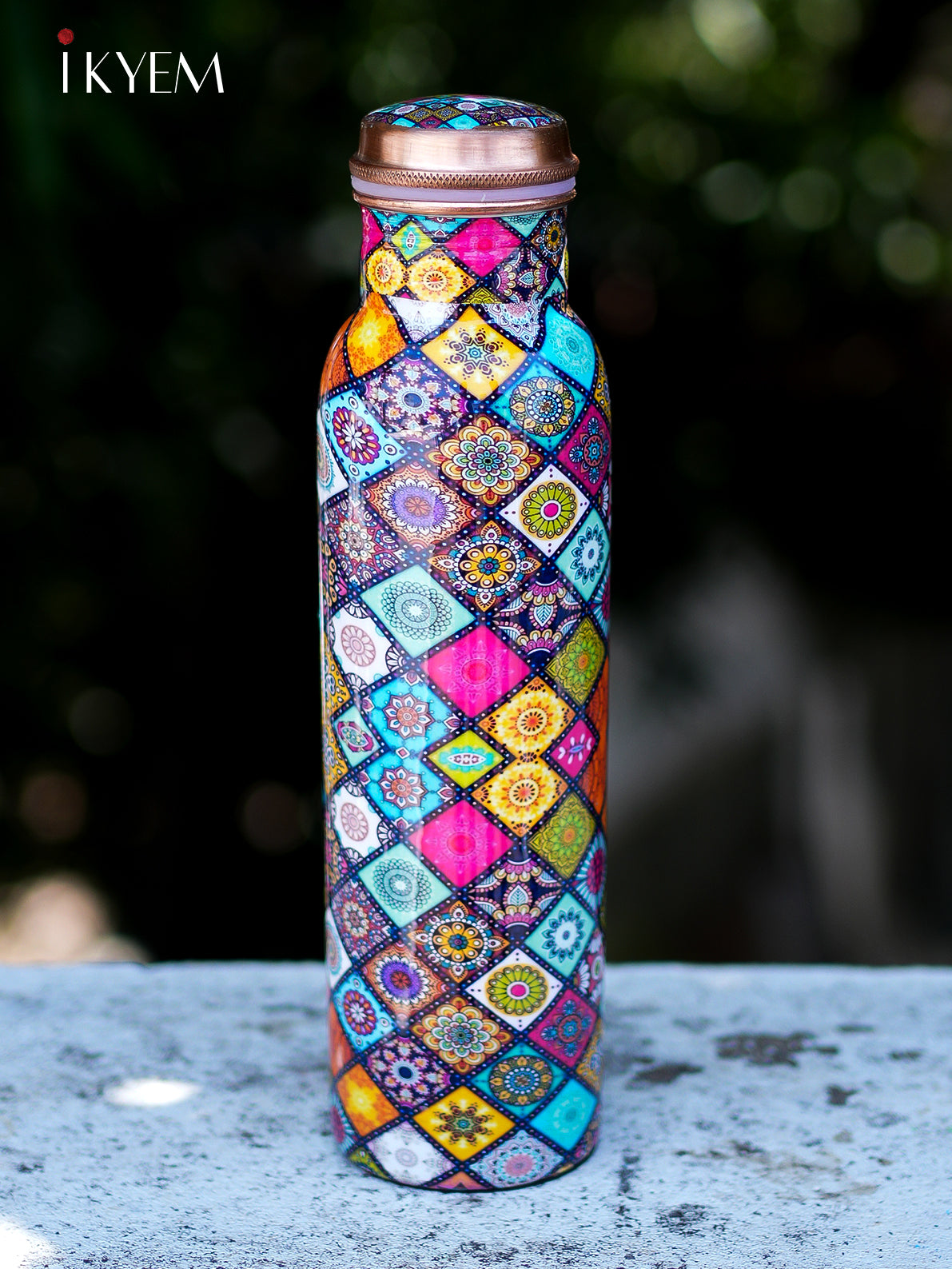 Hand Painted Copper Bottle