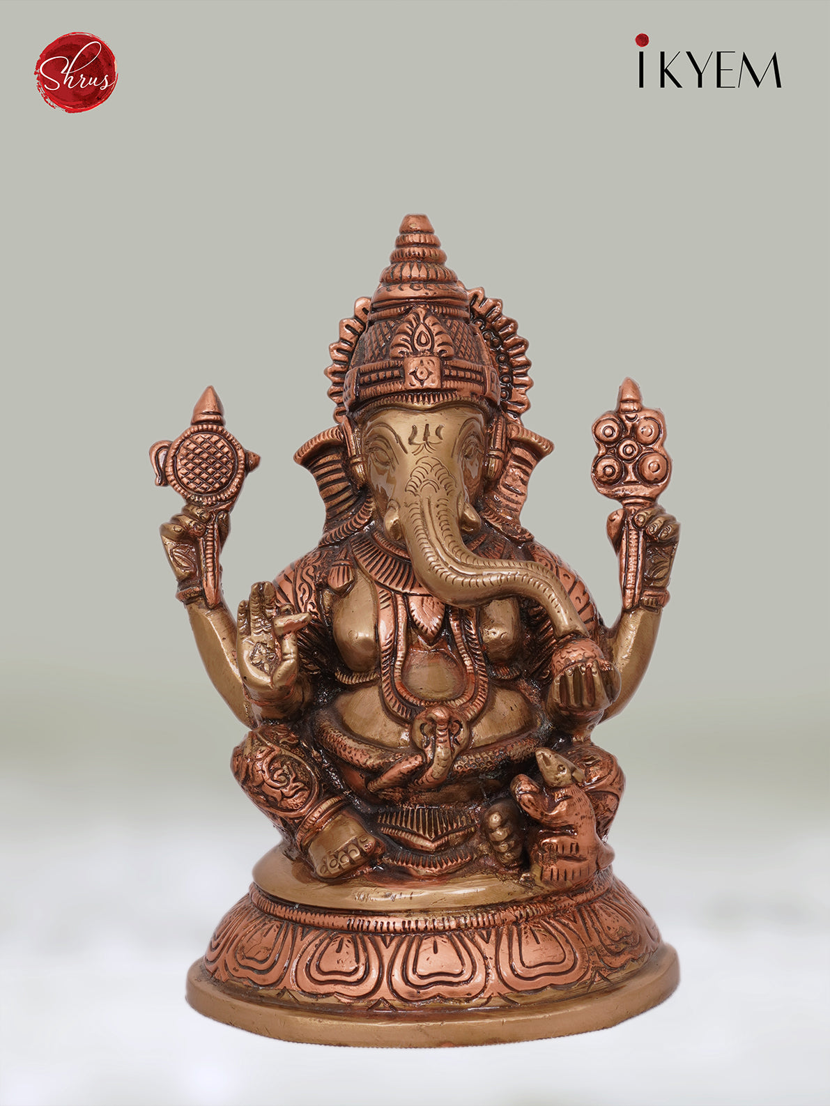 Ganesha sitting on Oval Base - Dual Tone (Brass & Copper), Enhances your Pooja room Aura