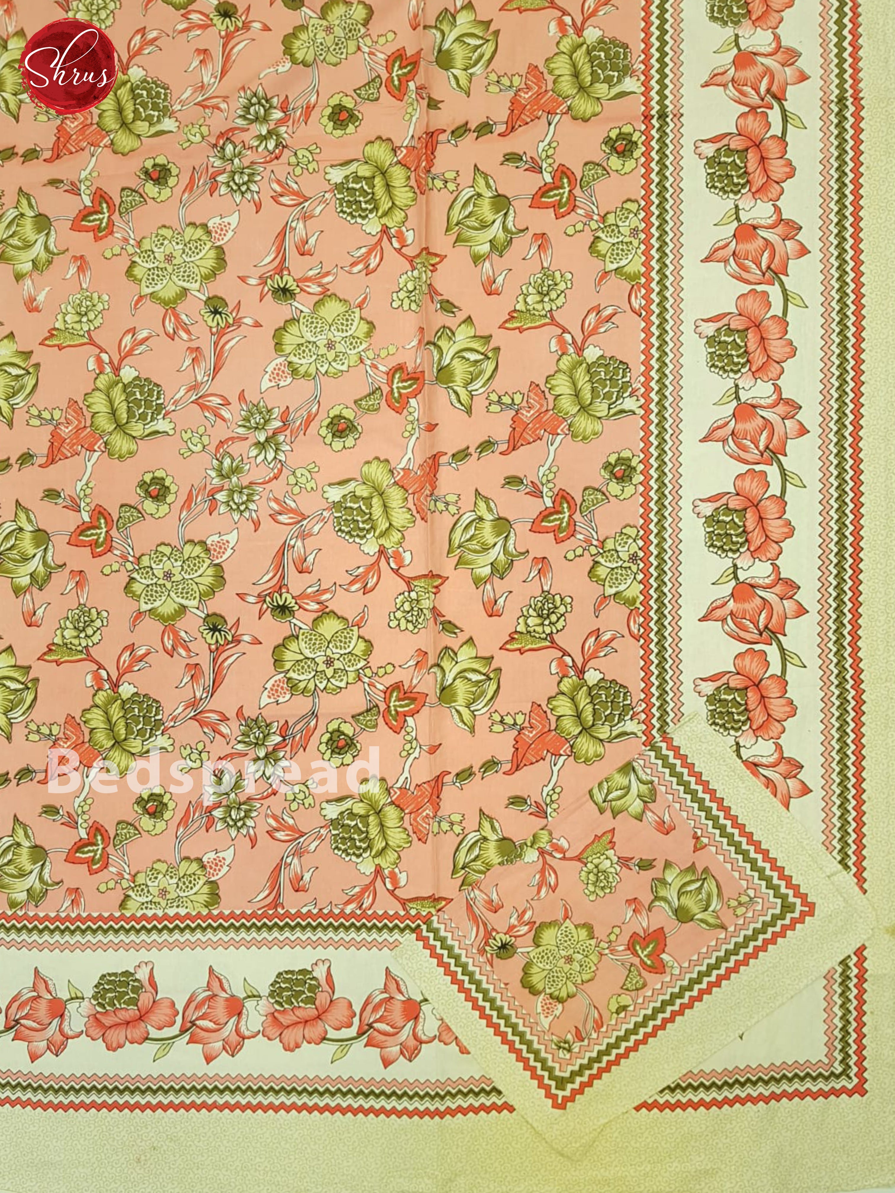 Pink And Cream- Jaipuri Block Printed Cotton Bedsheet - Shop on ShrusEternity.com