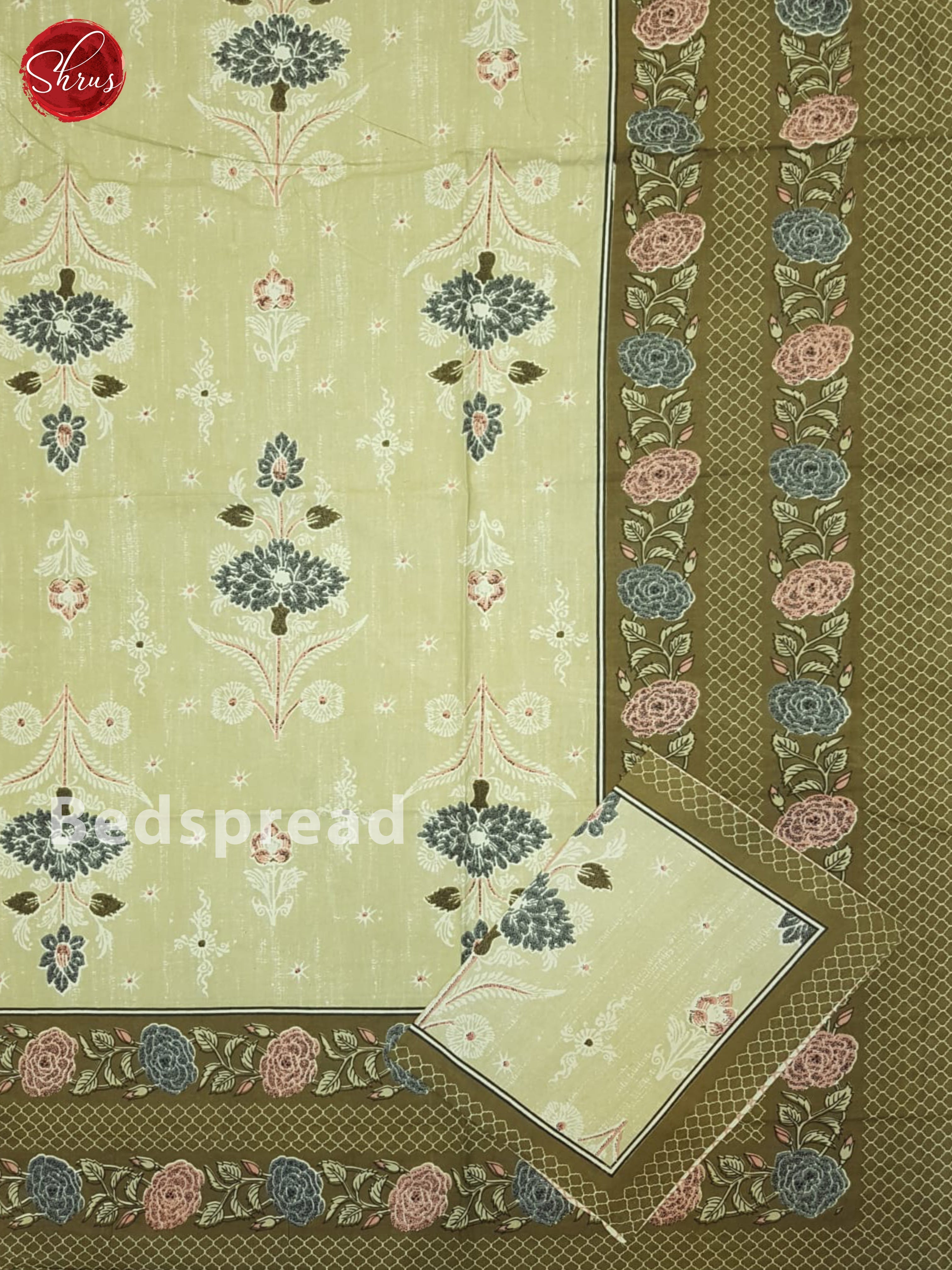 Green And Cream- Jaipur Block Printed Double Bed Spread - Shop on ShrusEternity.com