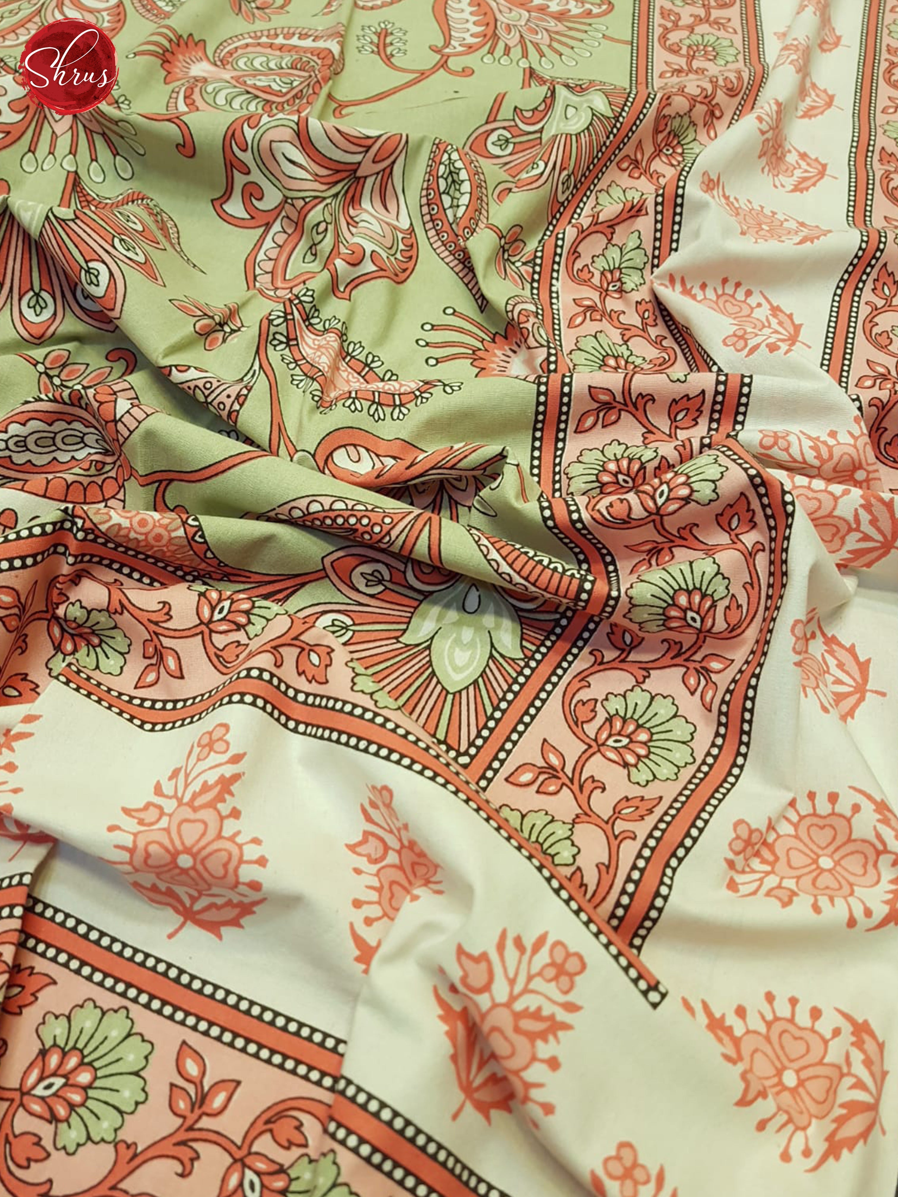 Green And Cream- Jaipuri Block Printed Double Bedsheet - Shop on ShrusEternity.com