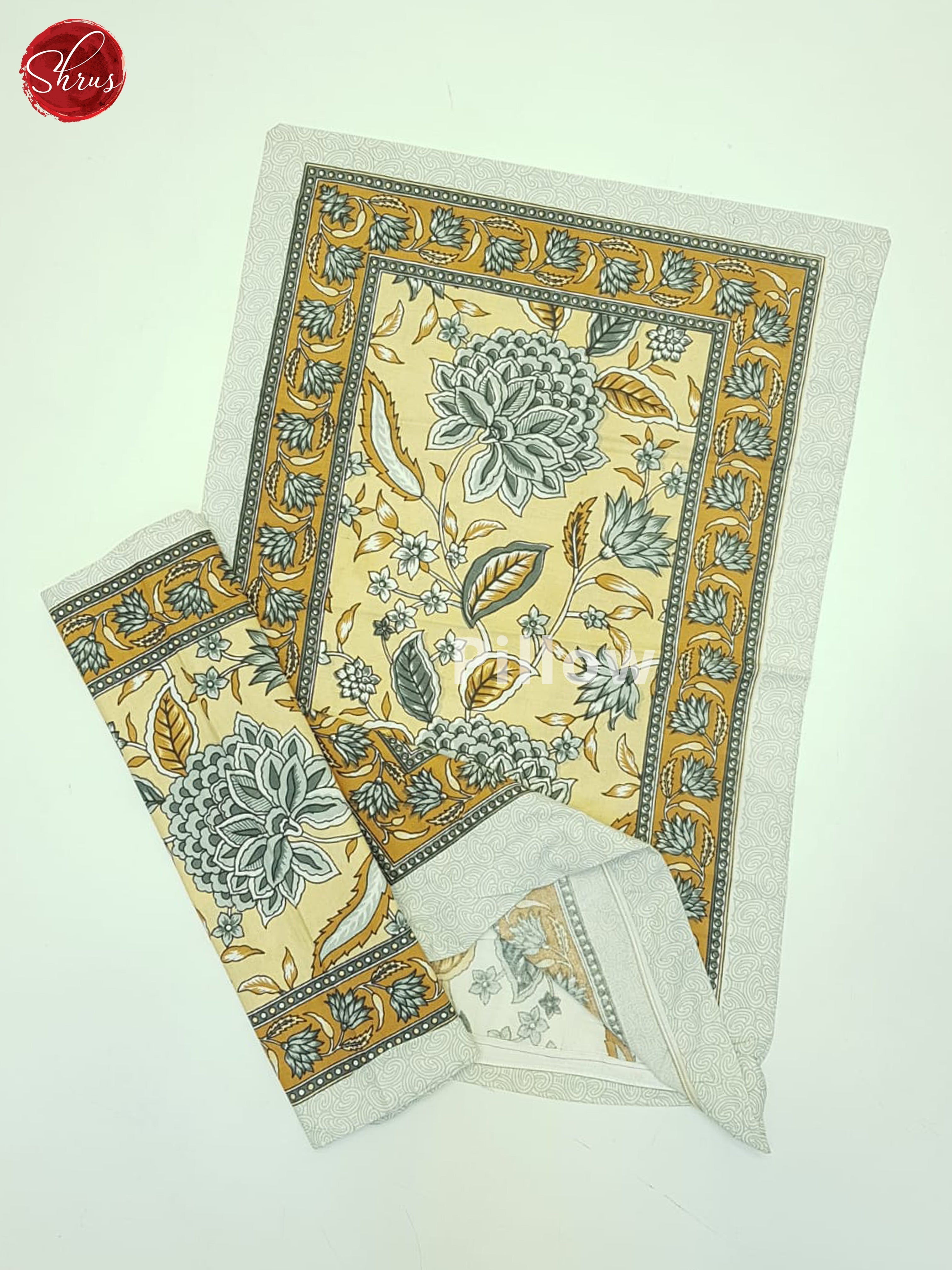 Sandal And Cream- Jaipuri Block Printed Double Bed Spread - Shop on ShrusEternity.com