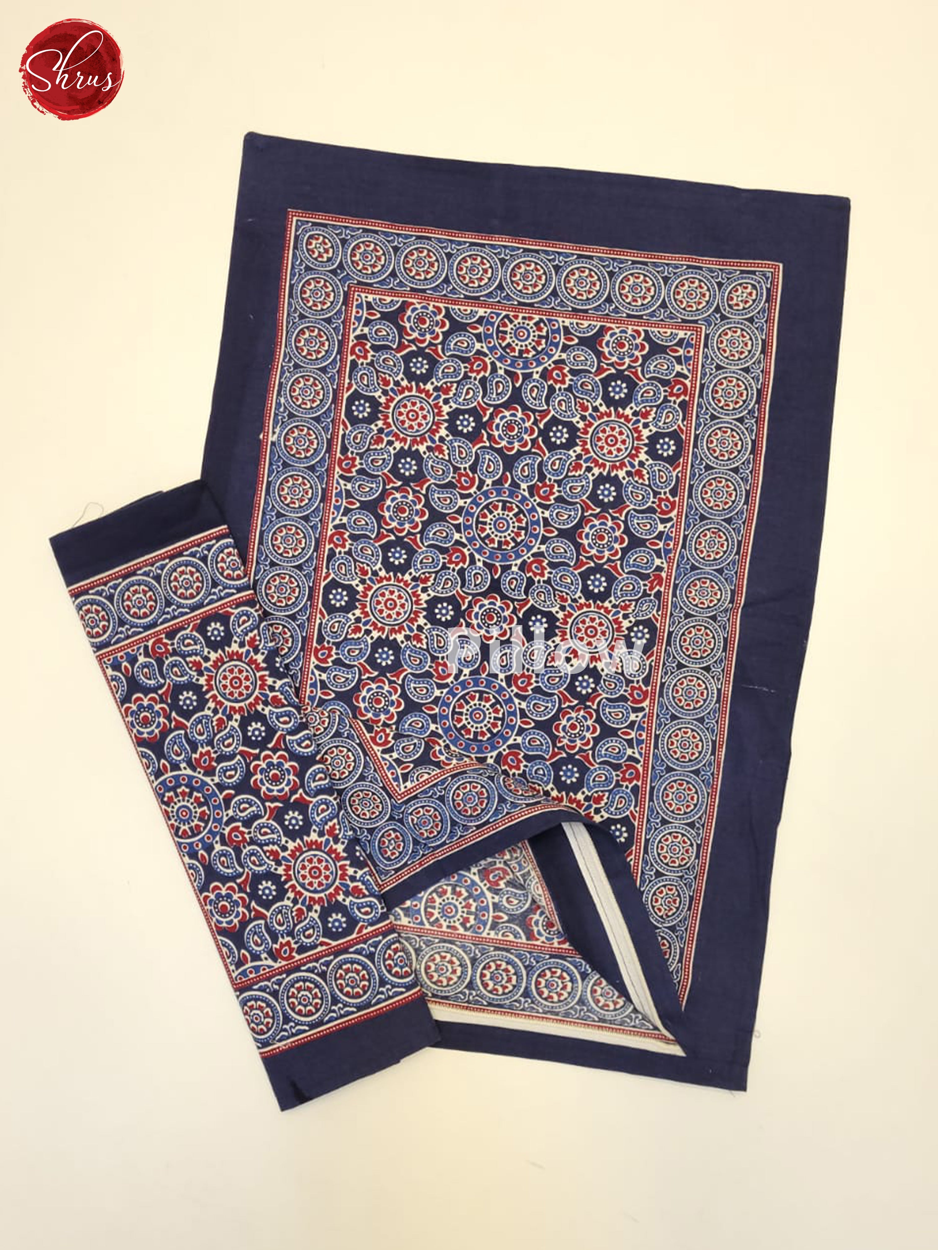 Blue And Red- Jaipur Cotton Block Printed Bed Spread - Shop on ShrusEternity.com