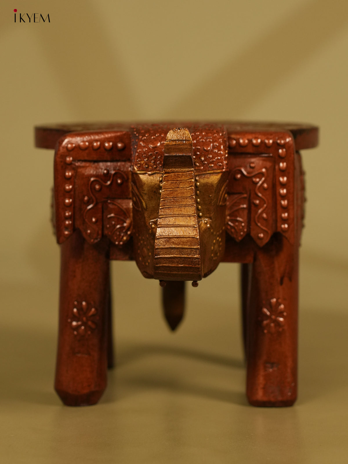 Hand painted Wooden Elephant Stool - 6inch