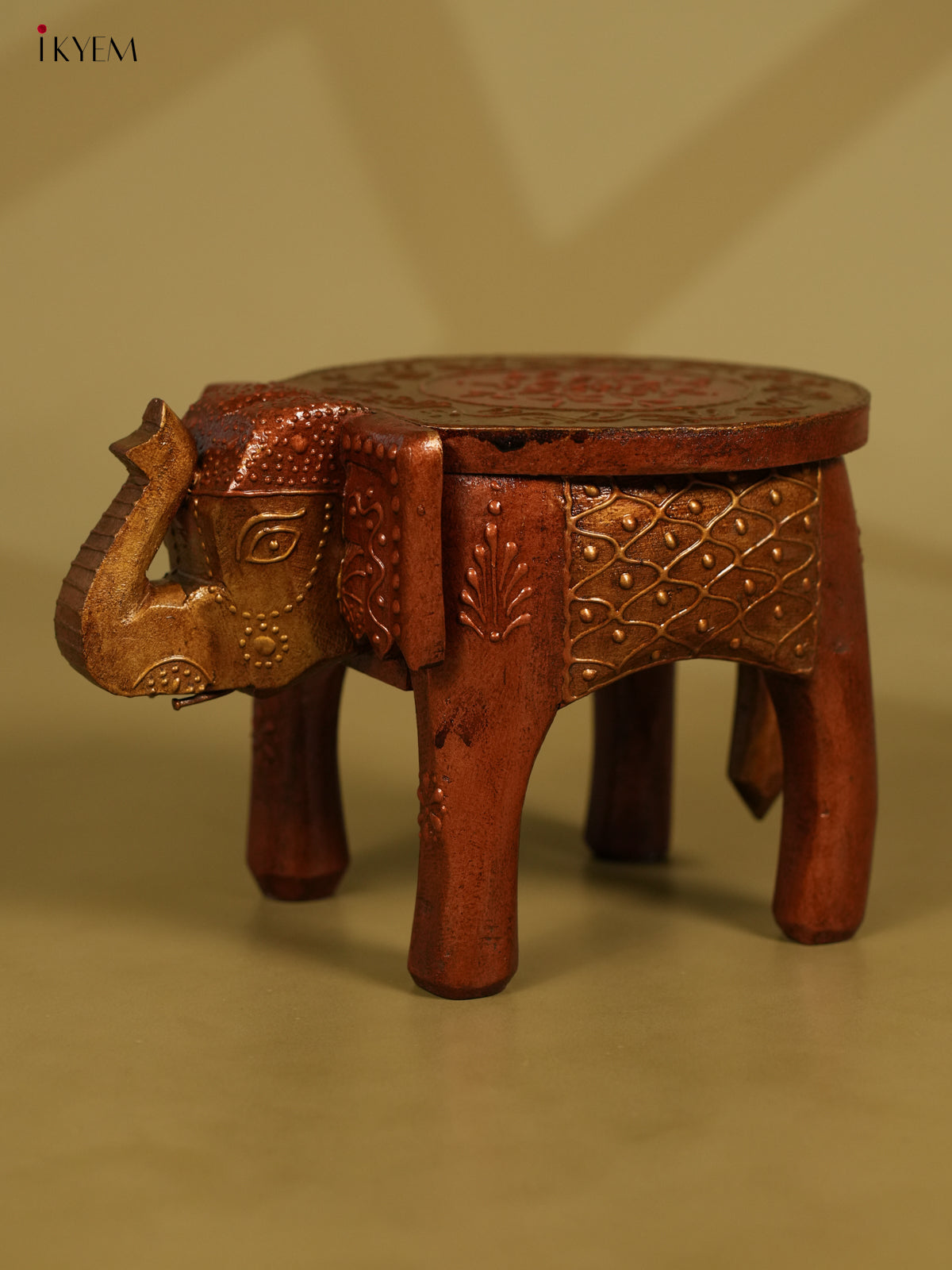 Hand painted Wooden Elephant Stool - 6inch