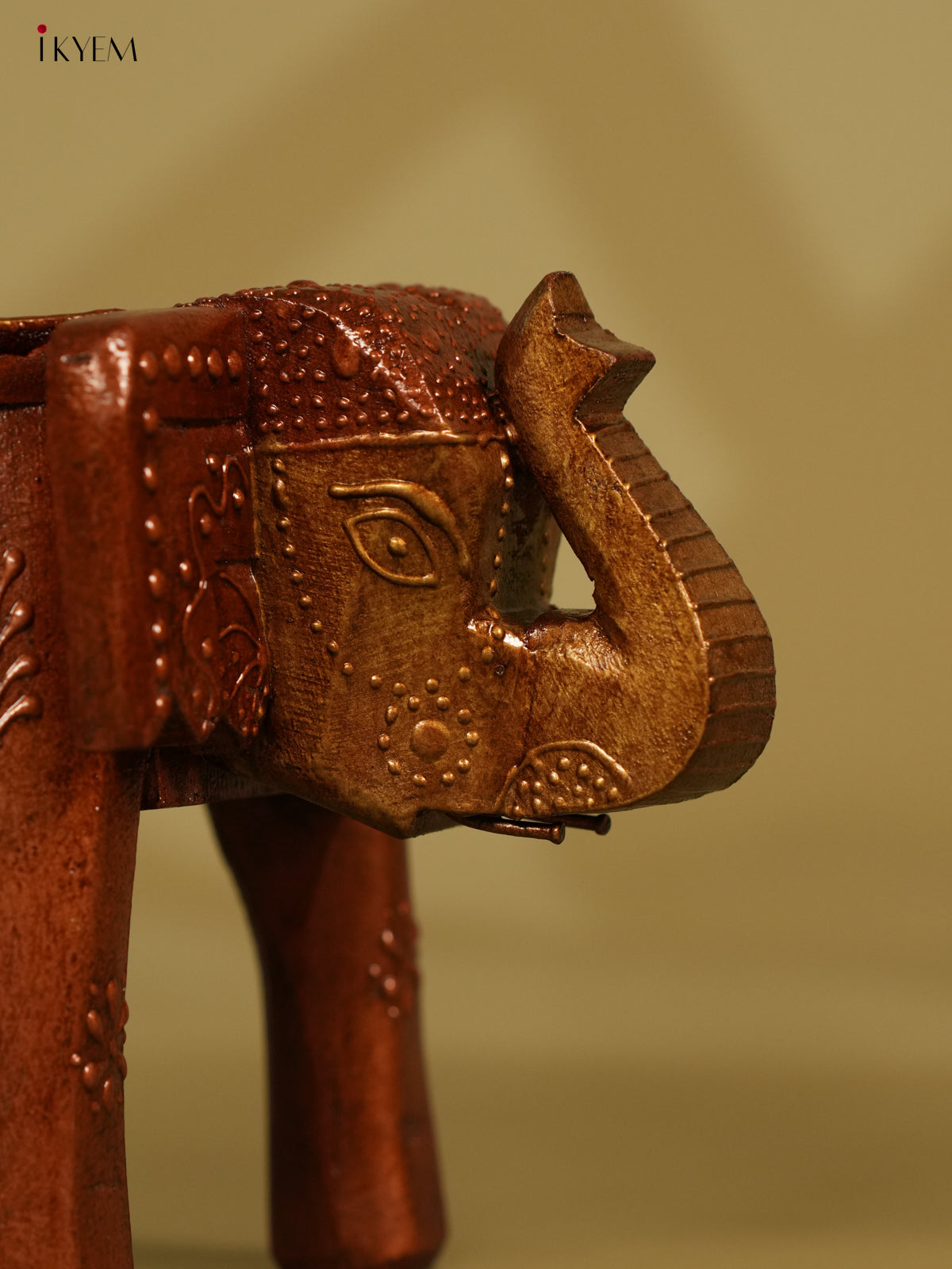 Hand painted Wooden Elephant Stool - 6inch