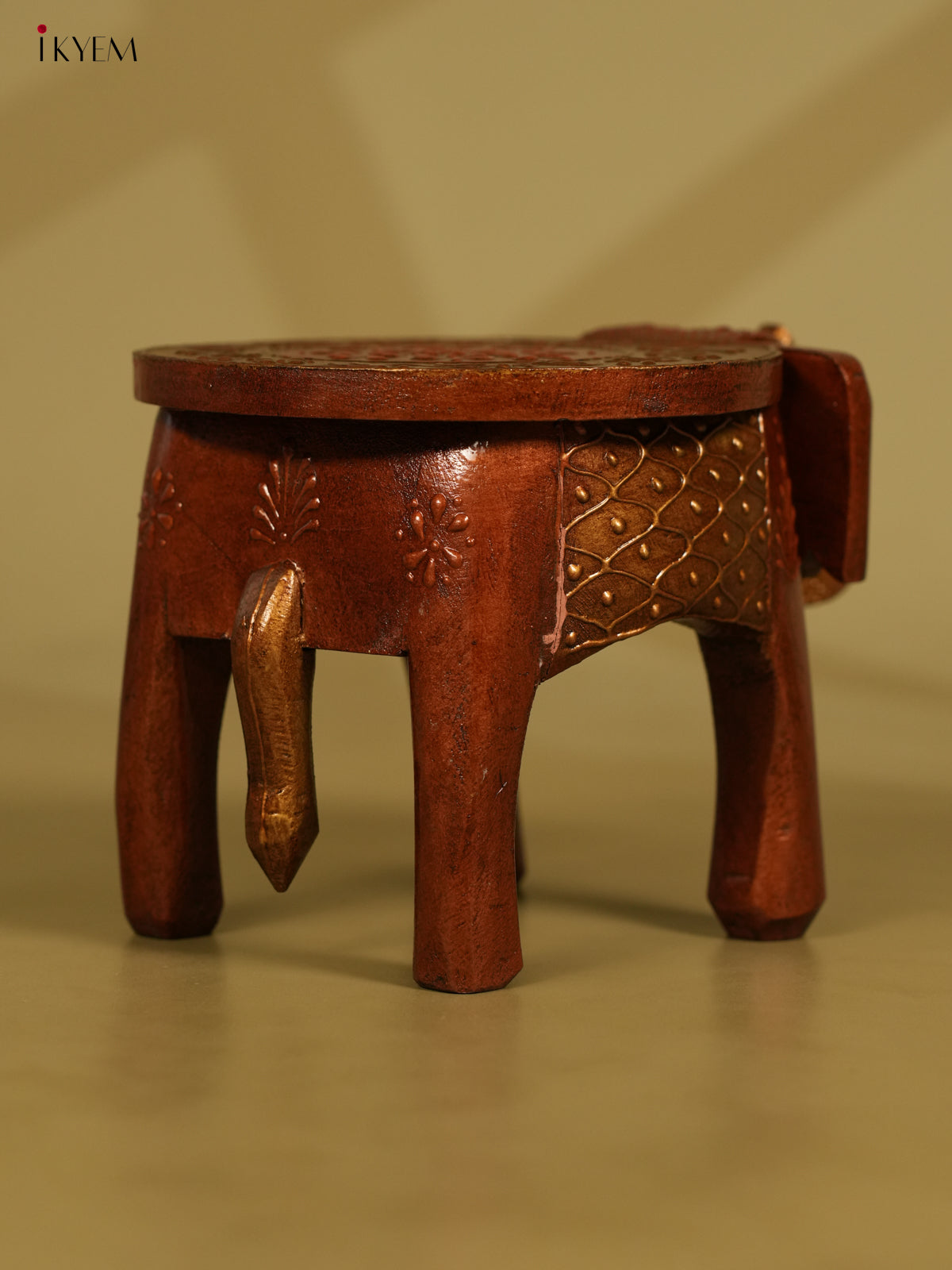 Hand painted Wooden Elephant Stool - 6inch