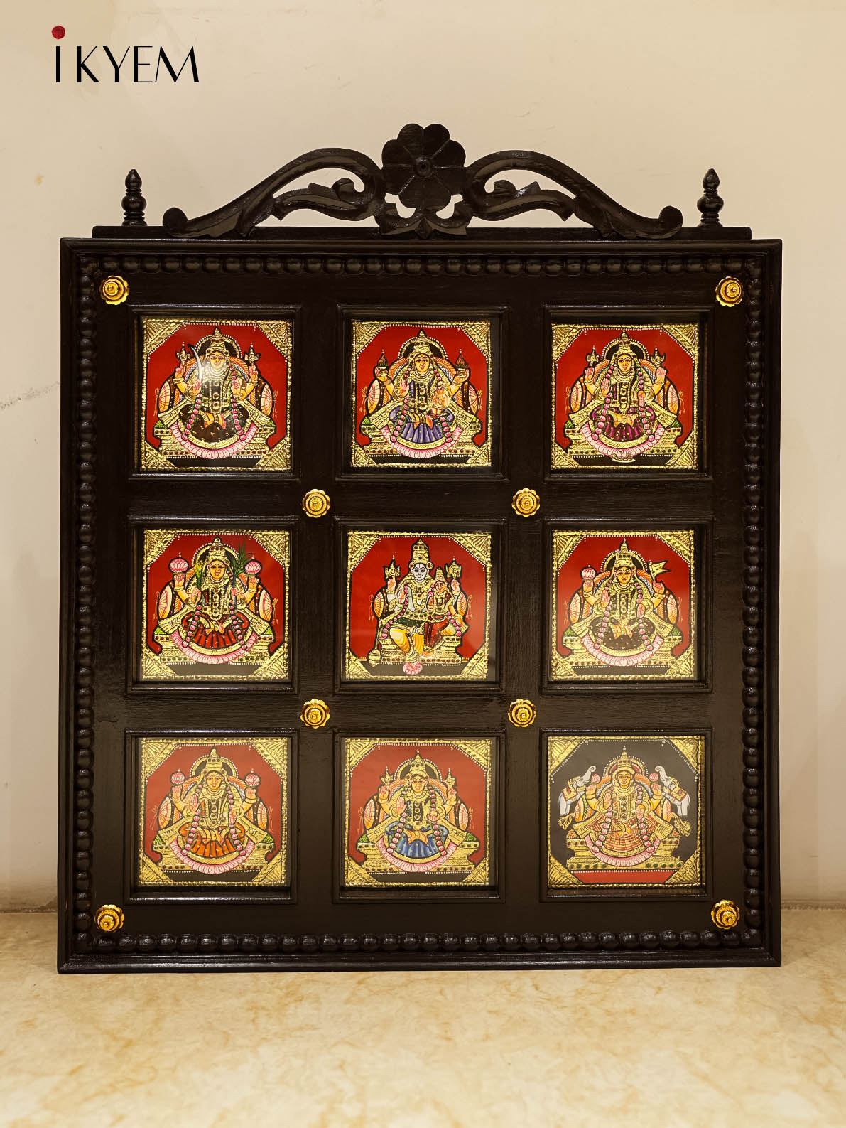 Ashtalakshmi - Tanjore Painting with Teak wood mani frame (29/25 Inches)