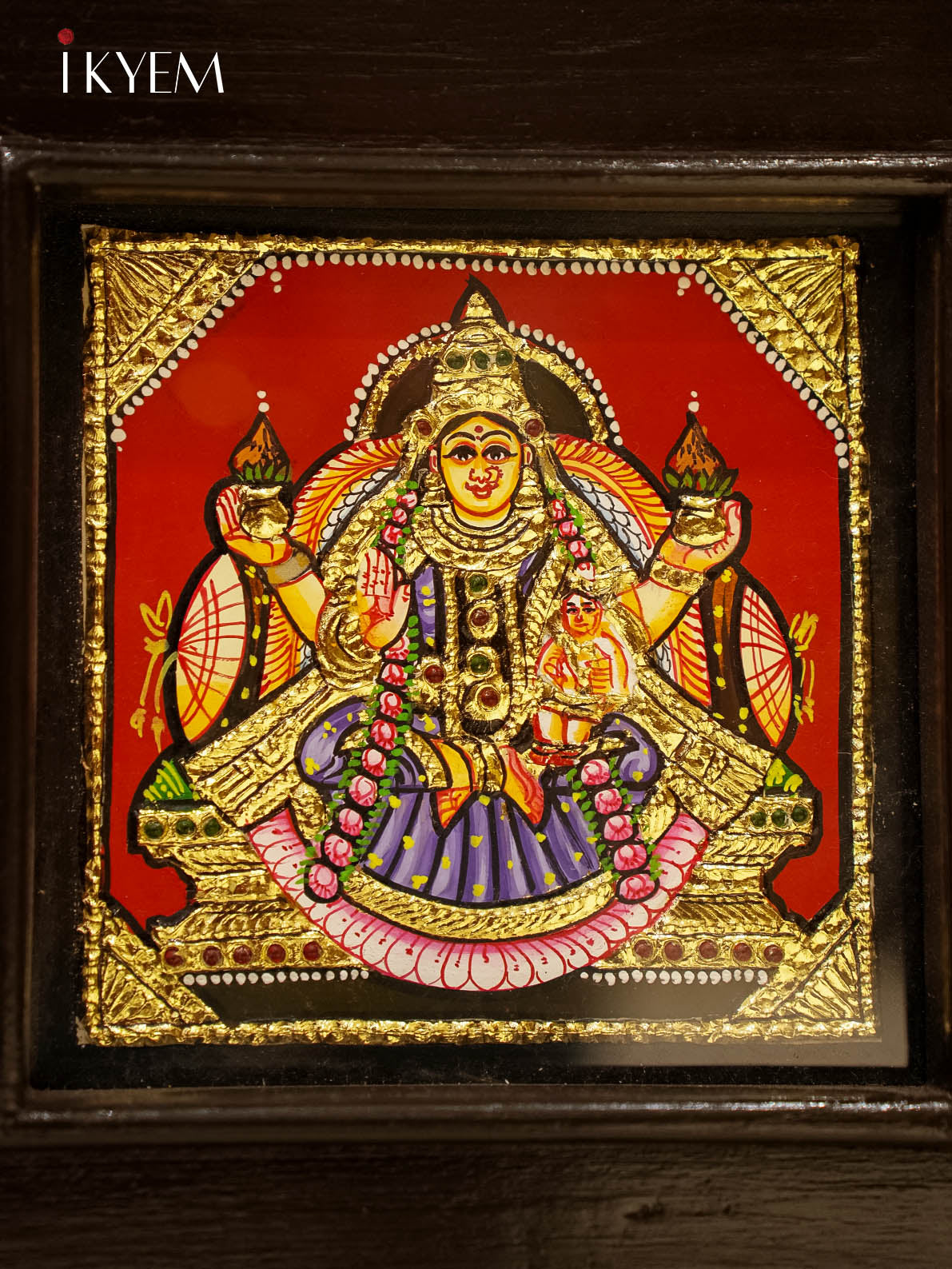 Ashtalakshmi - Tanjore Painting with Teak wood mani frame (29/25 Inches)