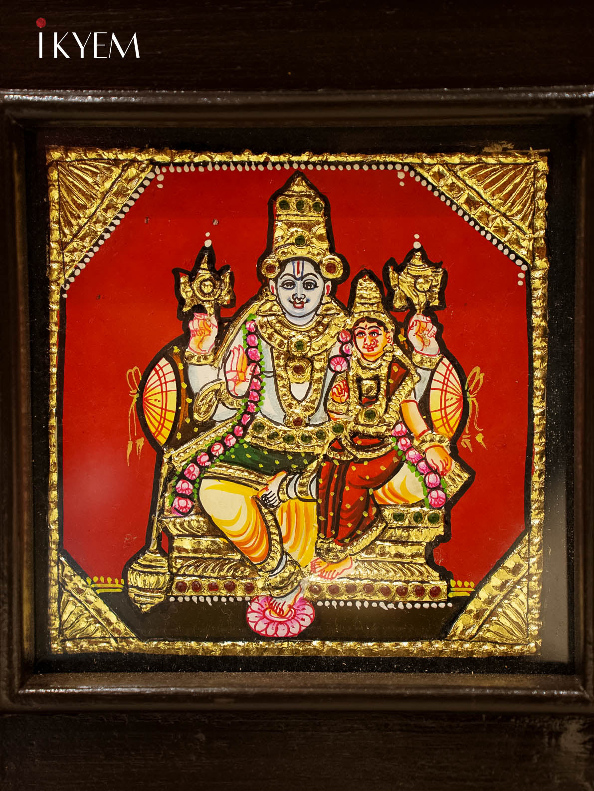 Ashtalakshmi - Tanjore Painting with Teak wood mani frame (29/25 Inches)