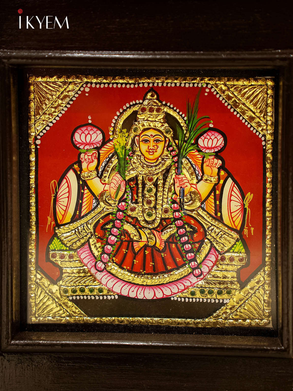 Ashtalakshmi - Tanjore Painting with Teak wood mani frame (29/25 Inches)