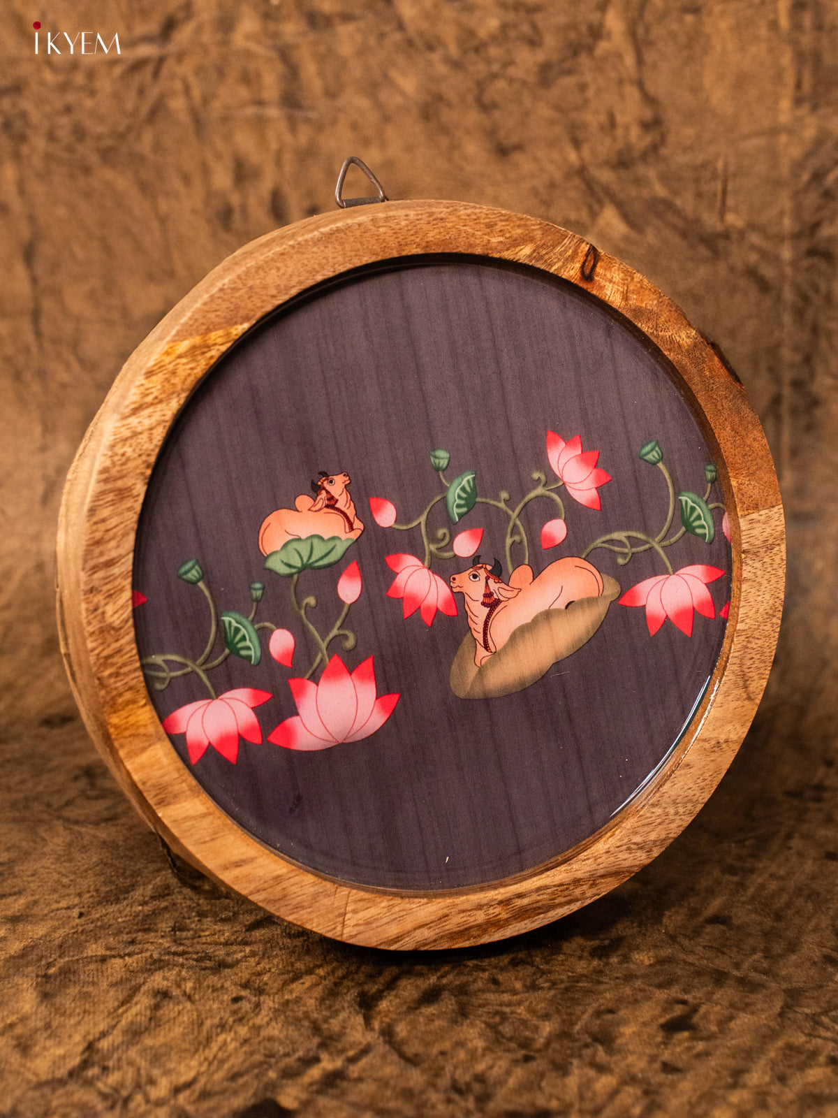 Wooden Digital Printed Wall Hanging Plate - 6 inch - Pichwai - KA11164