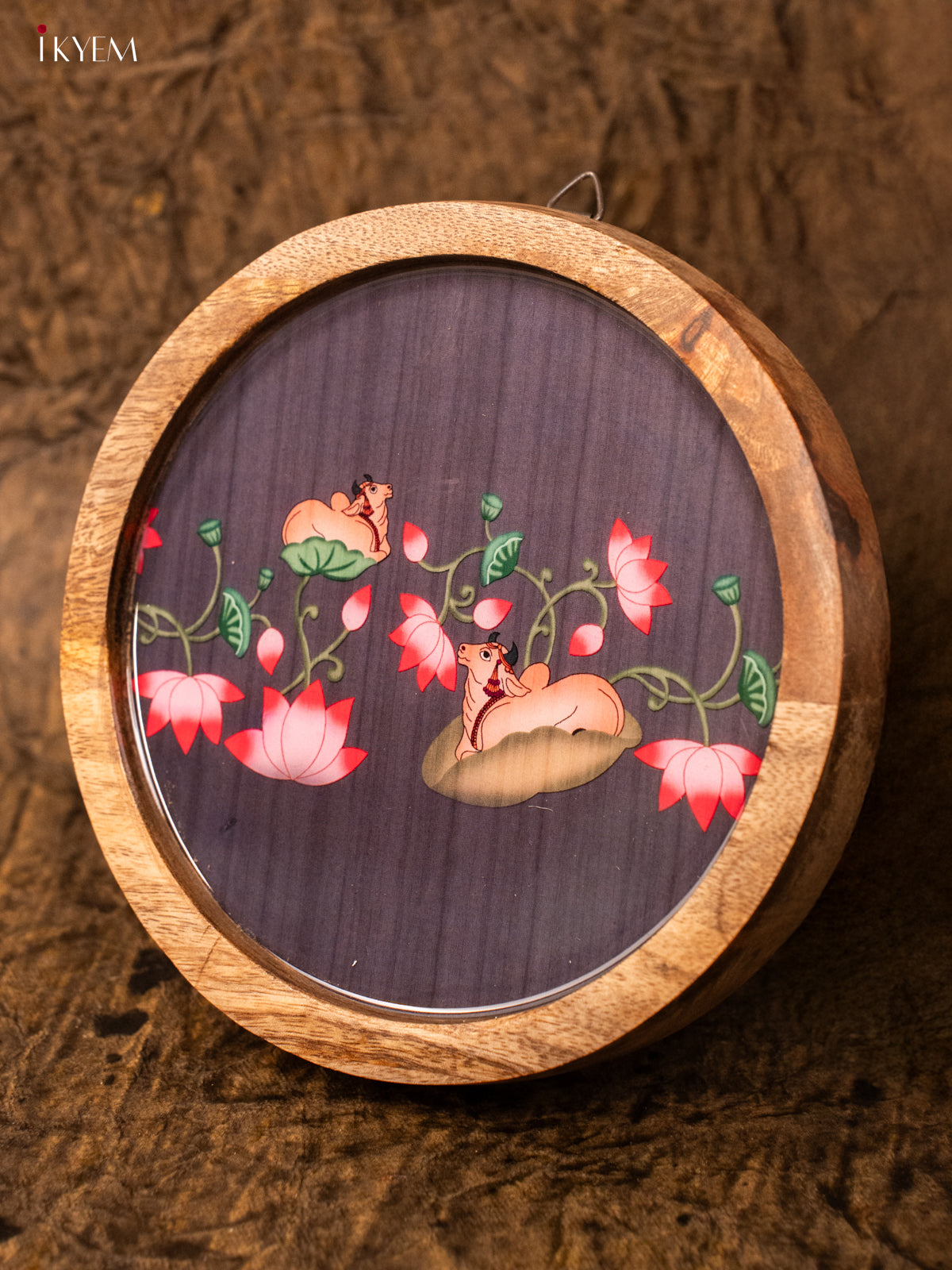 Wooden Digital Printed Wall Hanging Plate - 6 inch - Pichwai - KA11164