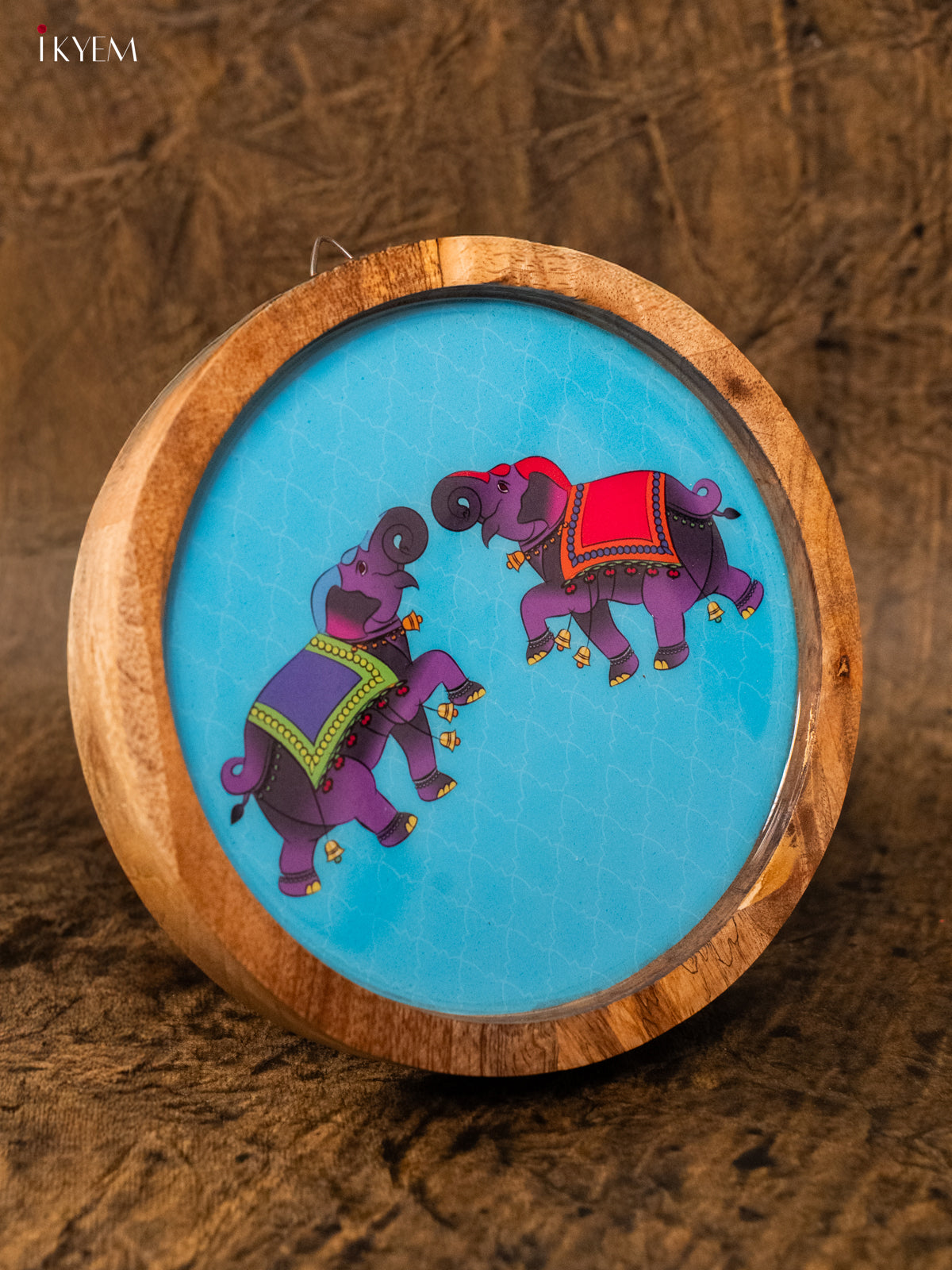 Wooden Digital Printed Wall Hanging Plate - 6 inch - Elephants - KA11165