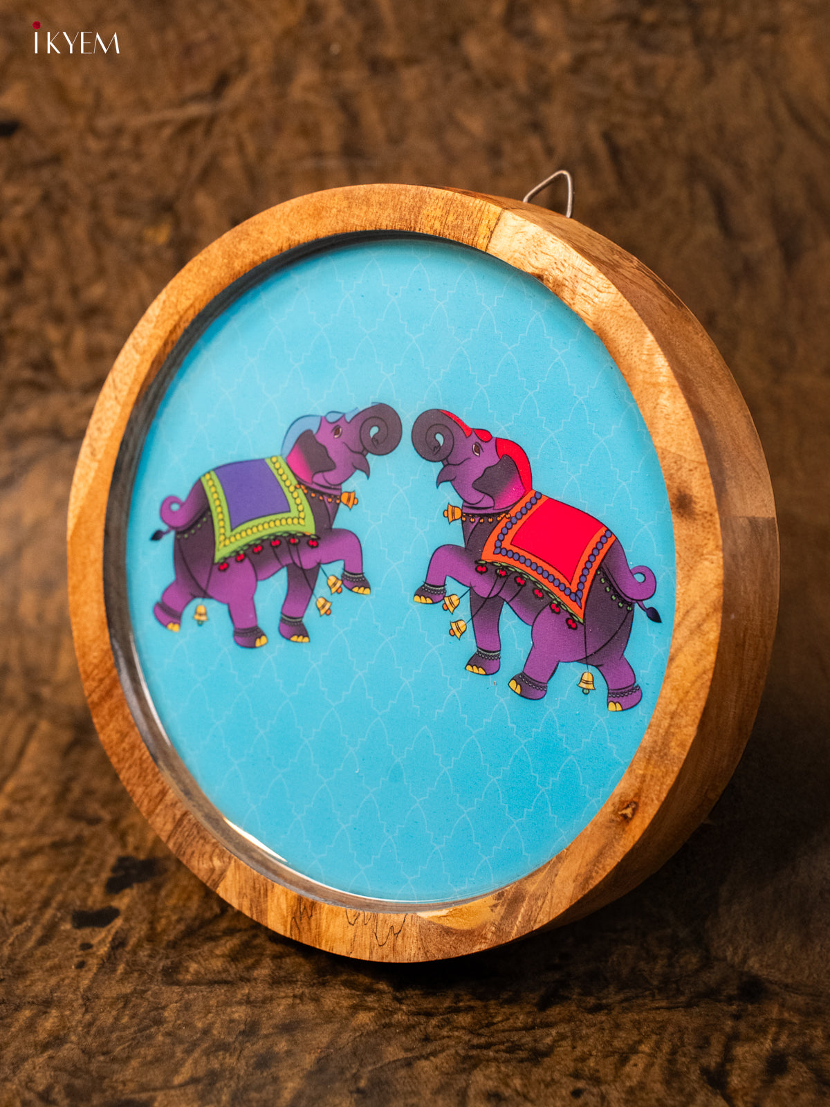 Wooden Digital Printed Wall Hanging Plate - 6 inch - Elephants - KA11165