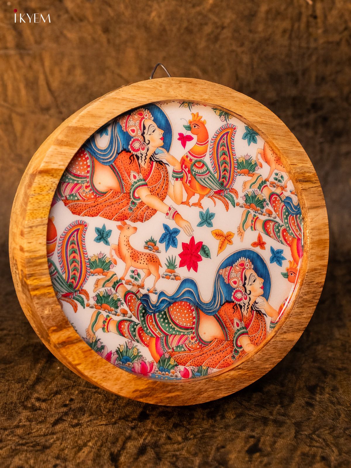 Wooden Digital Printed Wall Hanging Plate - 6 inch - Kalamkari - KA11163