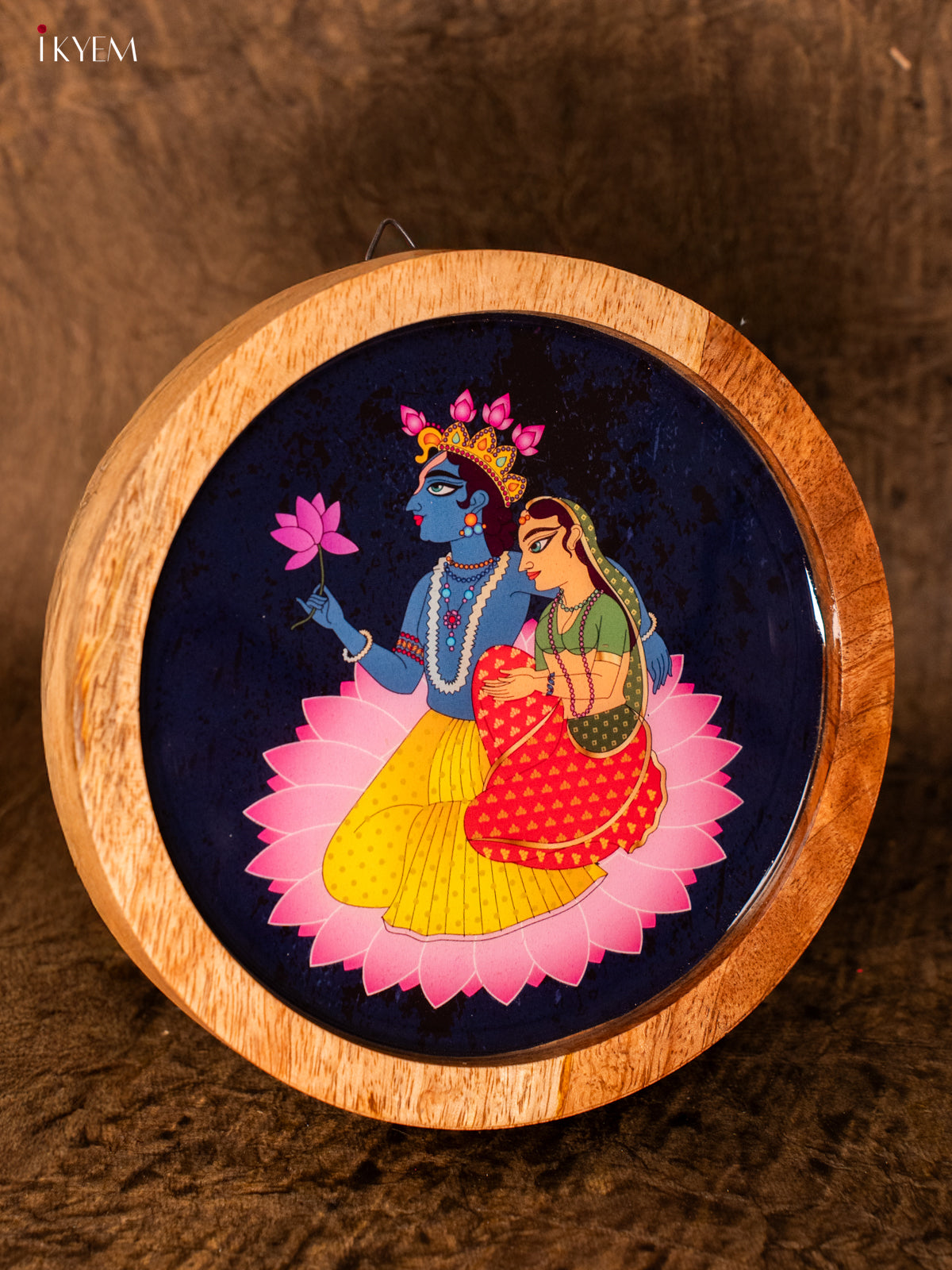 Wooden Digital Printed Wall Hanging Plate - 6 inch - Radhe Krishna - KA11162