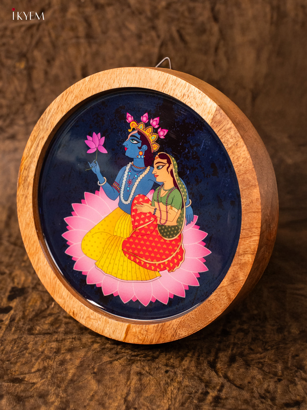 Wooden Digital Printed Wall Hanging Plate - 6 inch - Radhe Krishna - KA11162