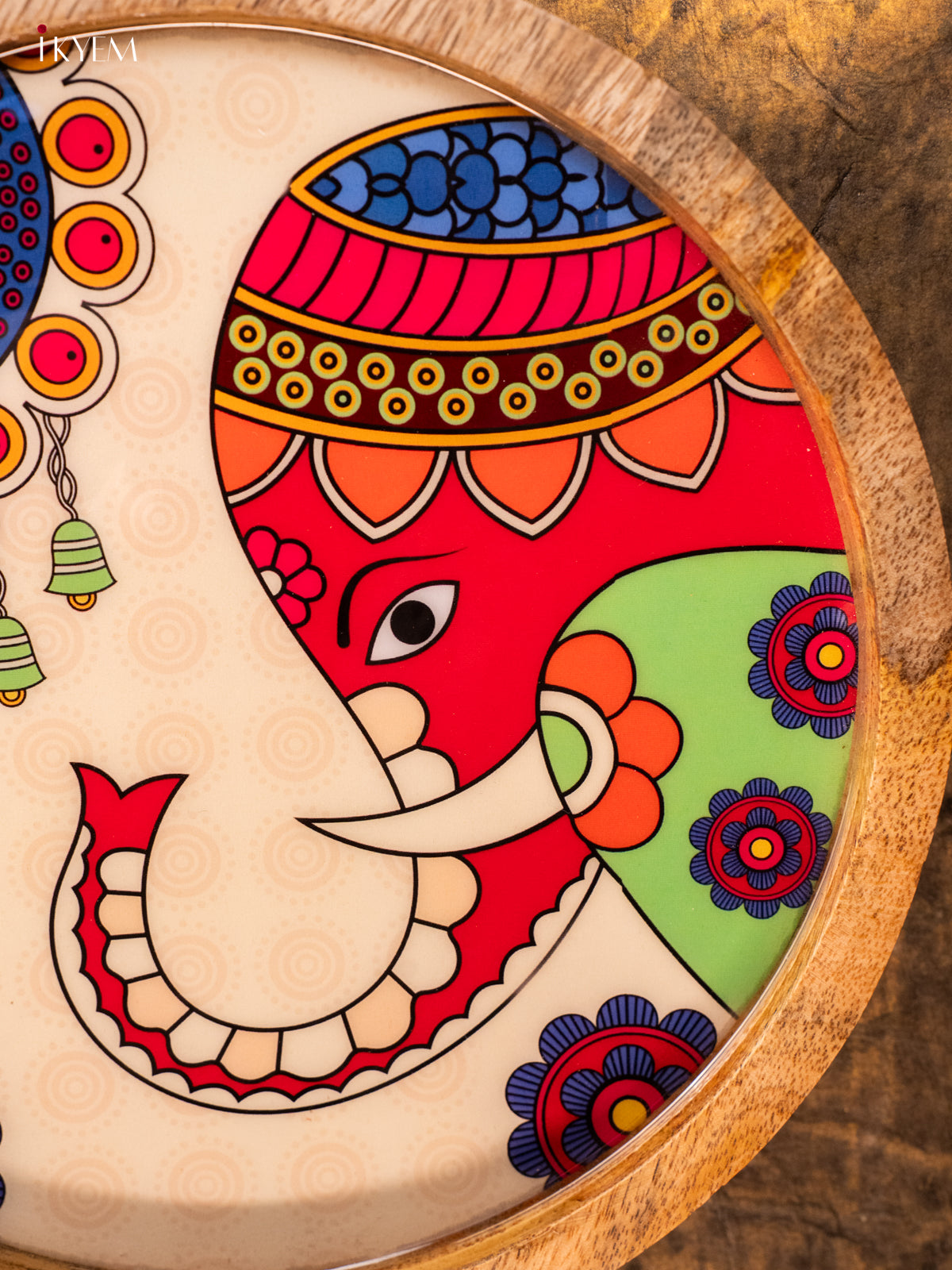 Wooden Digital Printed Wall Hanging Plate - 8 inch - Lucky Elephant - KA11168