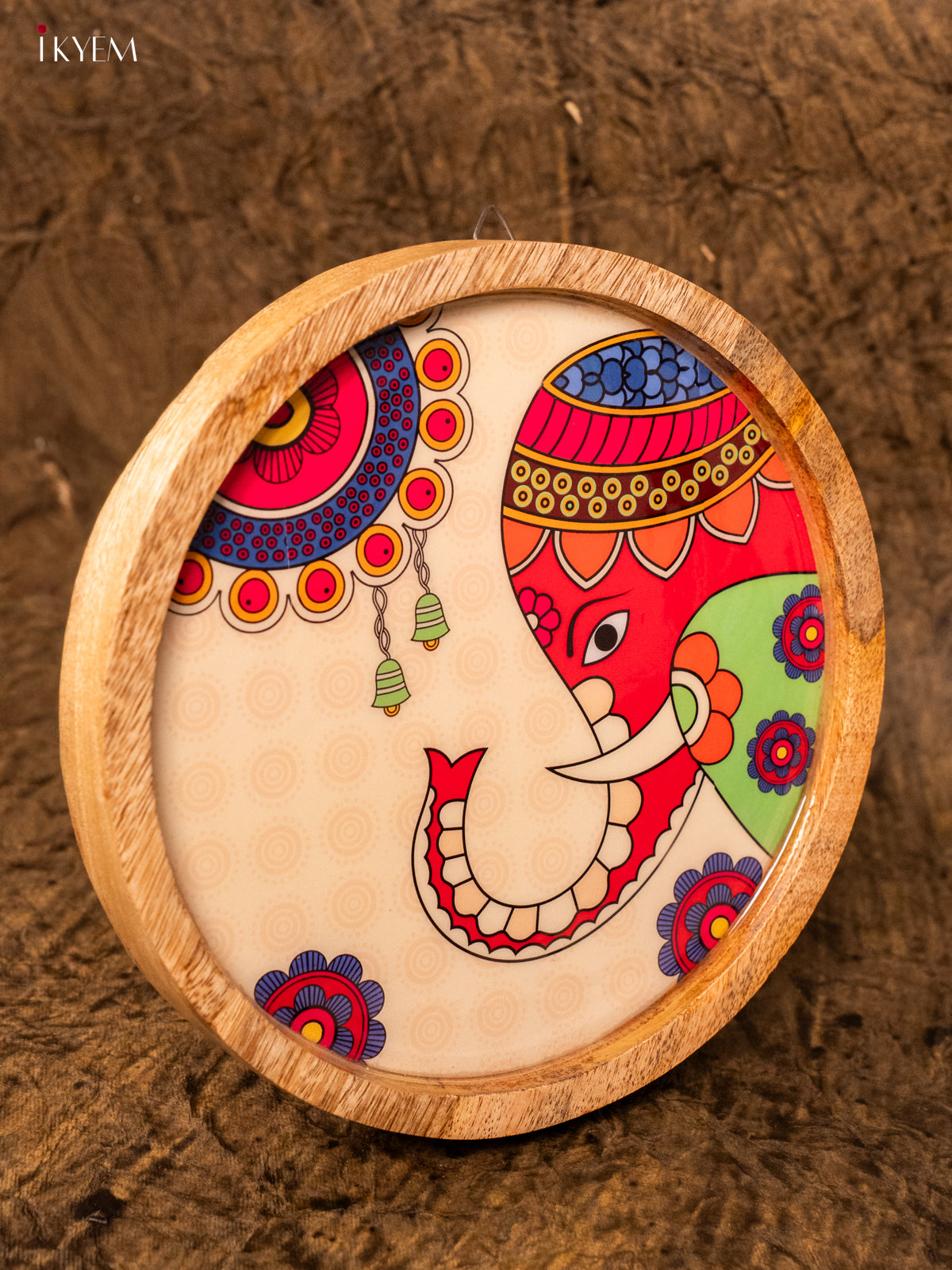 Wooden Digital Printed Wall Hanging Plate - 8 inch - Lucky Elephant - KA11168