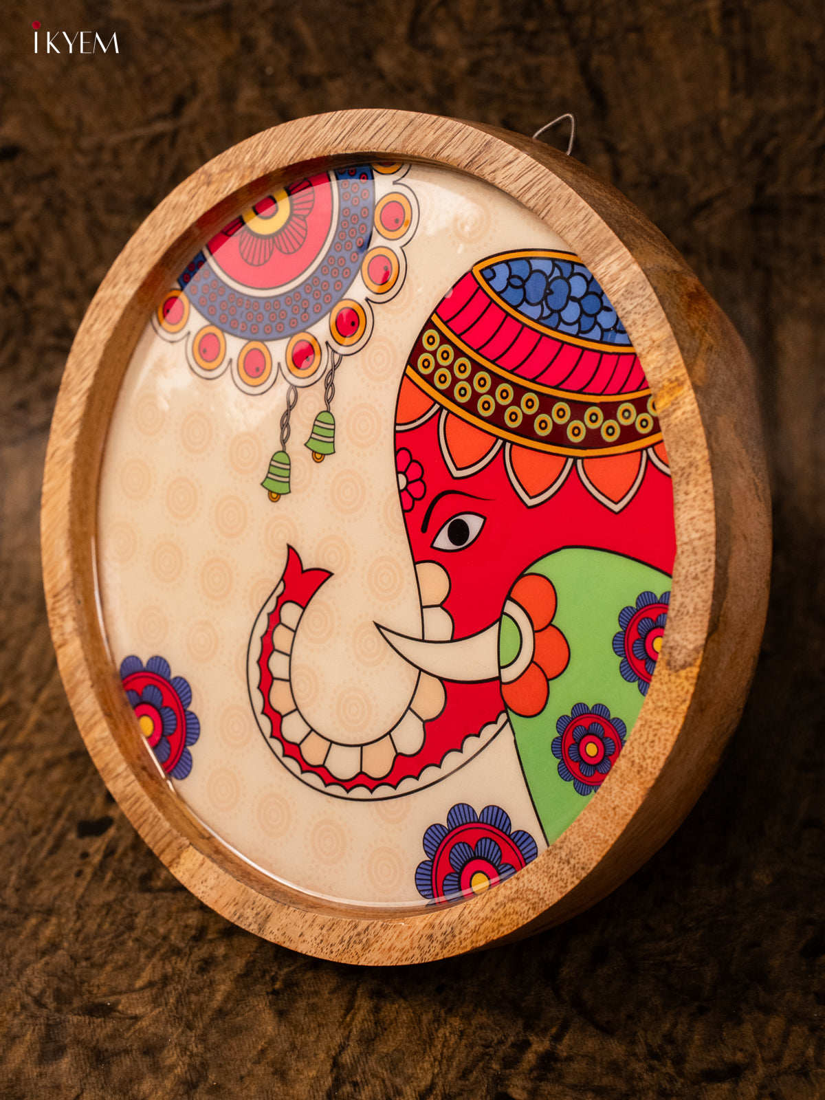 Wooden Digital Printed Wall Hanging Plate - 8 inch - Lucky Elephant - KA11168