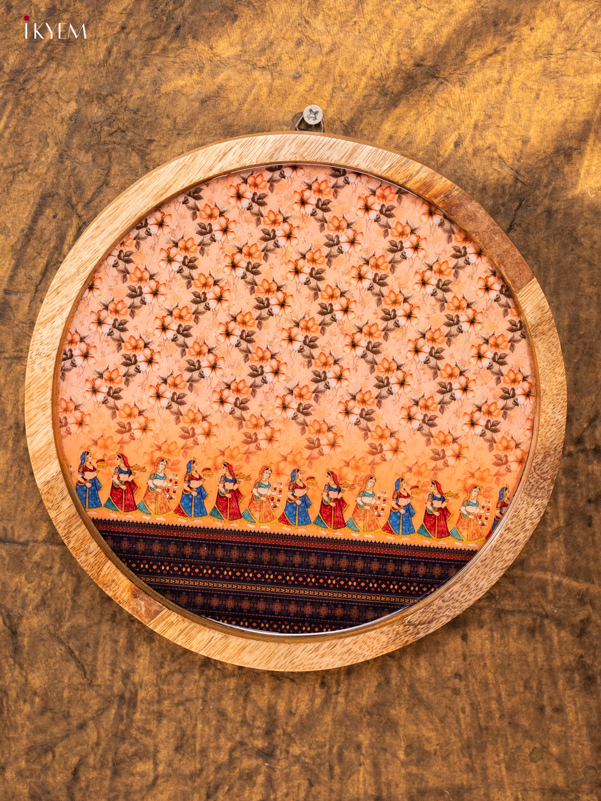 Wooden Digital Printed Wall Hanging Plate - 8 inch - Kalamkari - KA11167