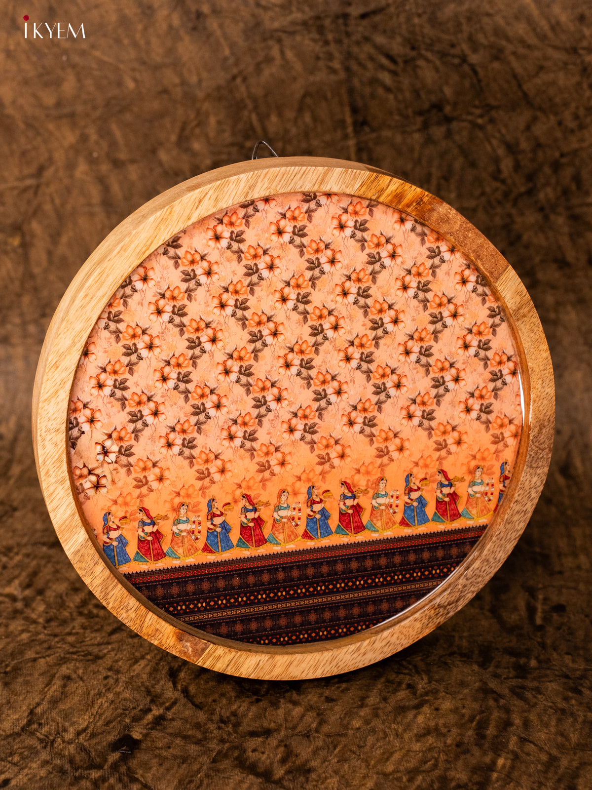 Wooden Digital Printed Wall Hanging Plate - 8 inch - Kalamkari - KA11167