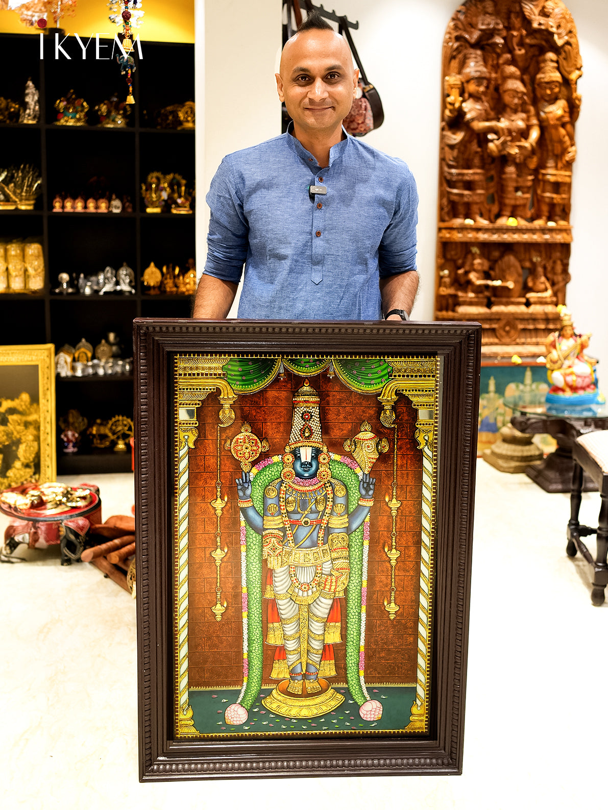 3D Handcrafted & Hainpainted Venkatachalapathy Balaji Tanjore Painting (3 ft by 2)