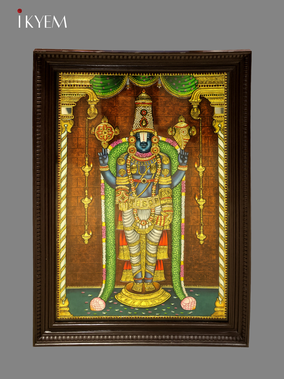 3D Handcrafted & Hainpainted Venkatachalapathy Balaji Tanjore Painting (3 ft by 2)