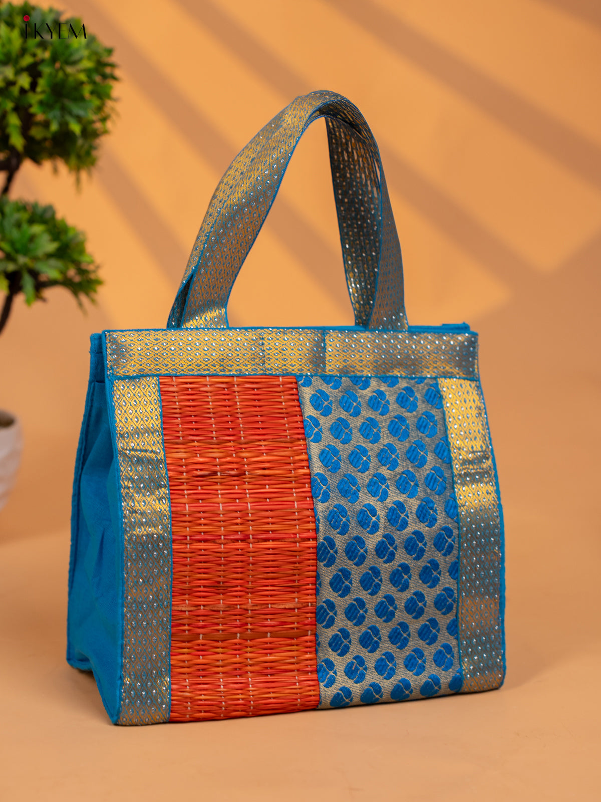 Half & Half Korai Bag with Banarasi Fabric - KB11120