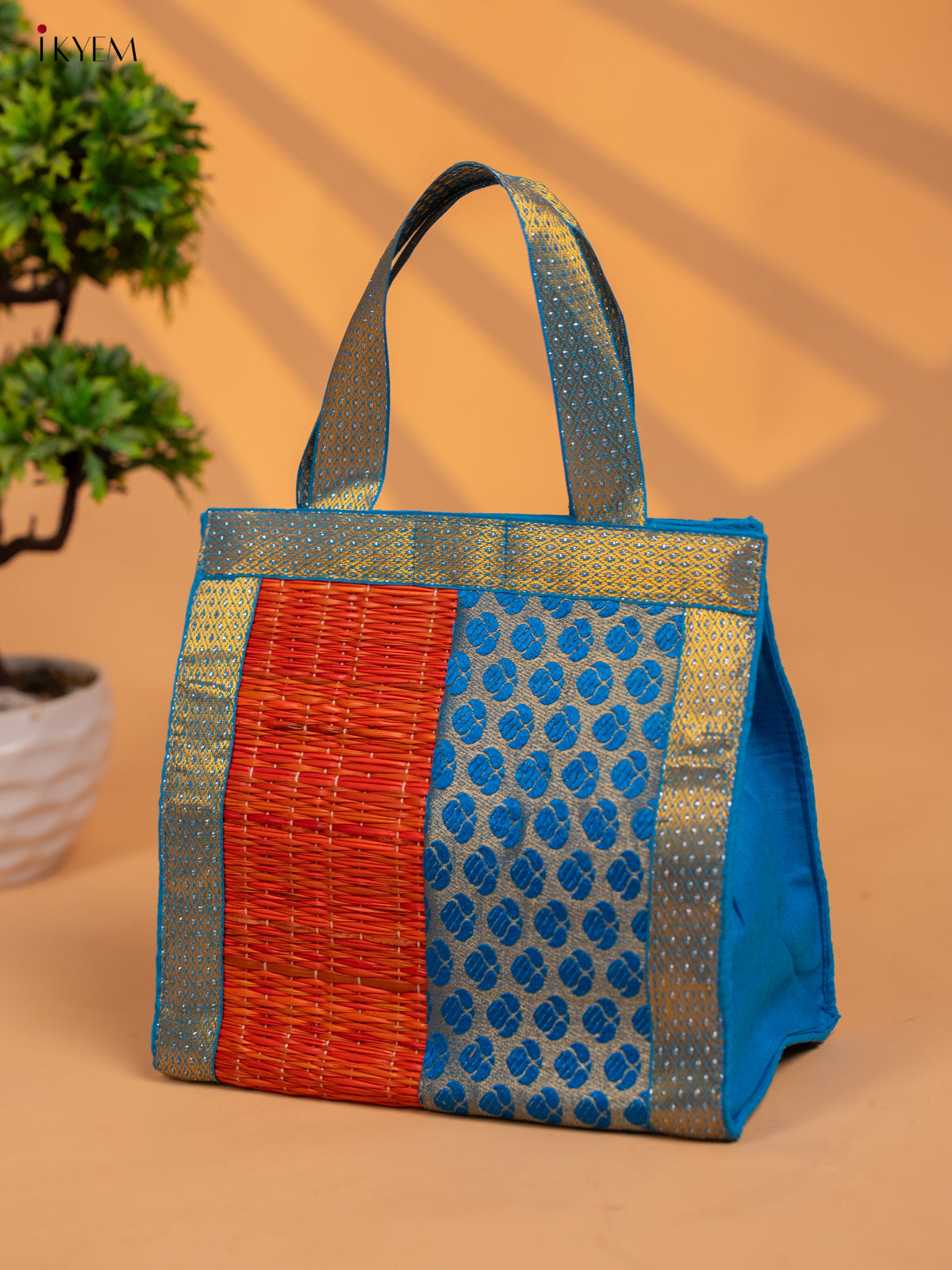 Half & Half Korai Bag with Banarasi Fabric - KB11120