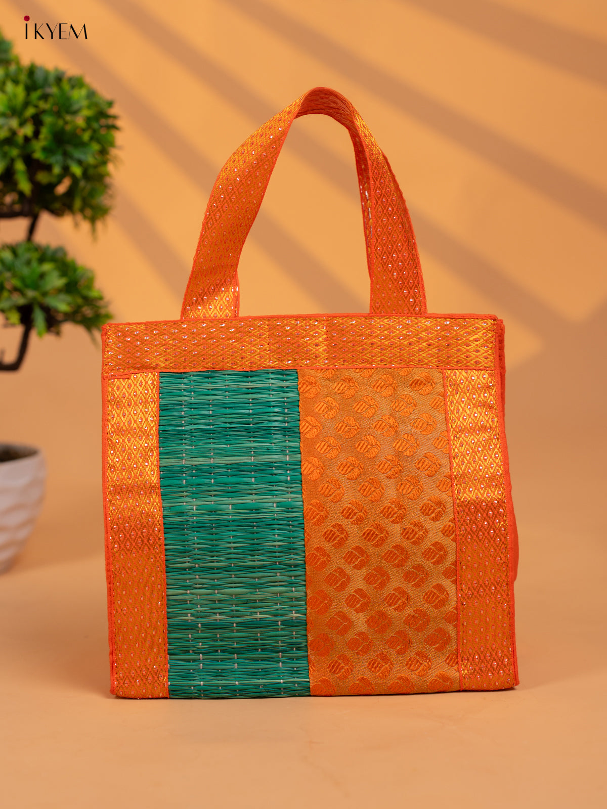 Half & Half Korai Bag with Banarasi Fabric - KB11120