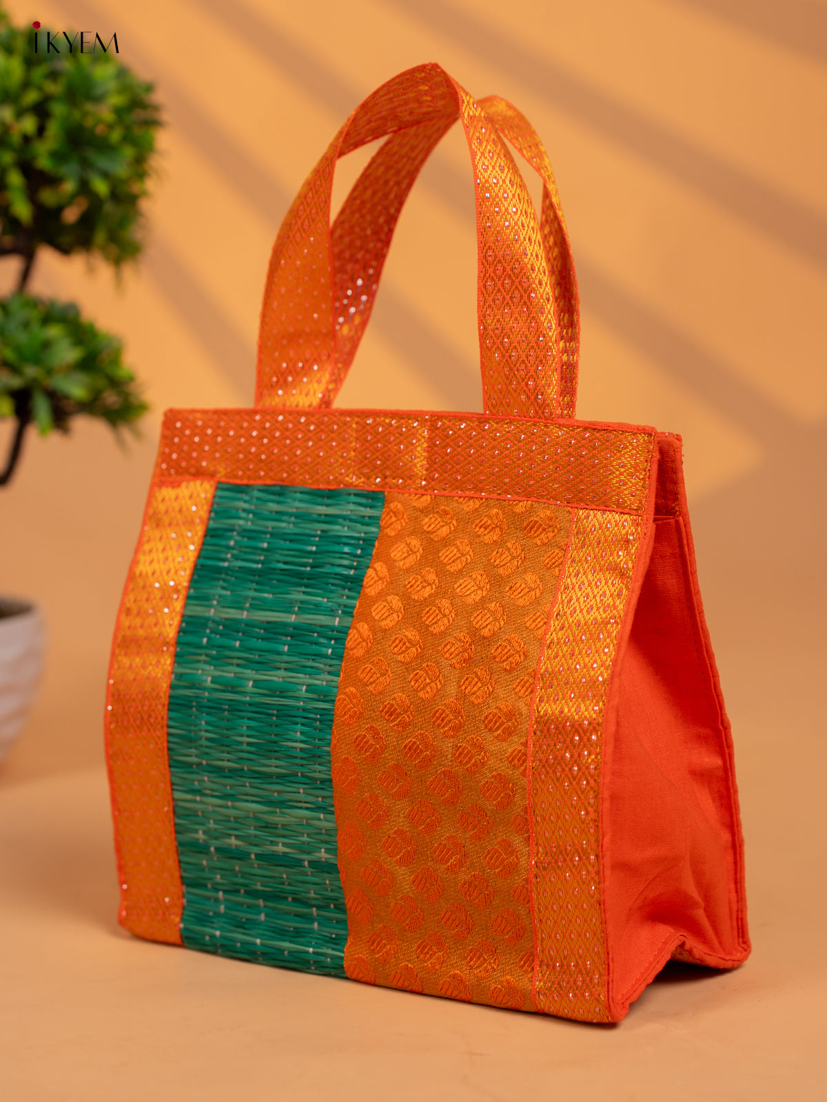 Half & Half Korai Bag with Banarasi Fabric - KB11120