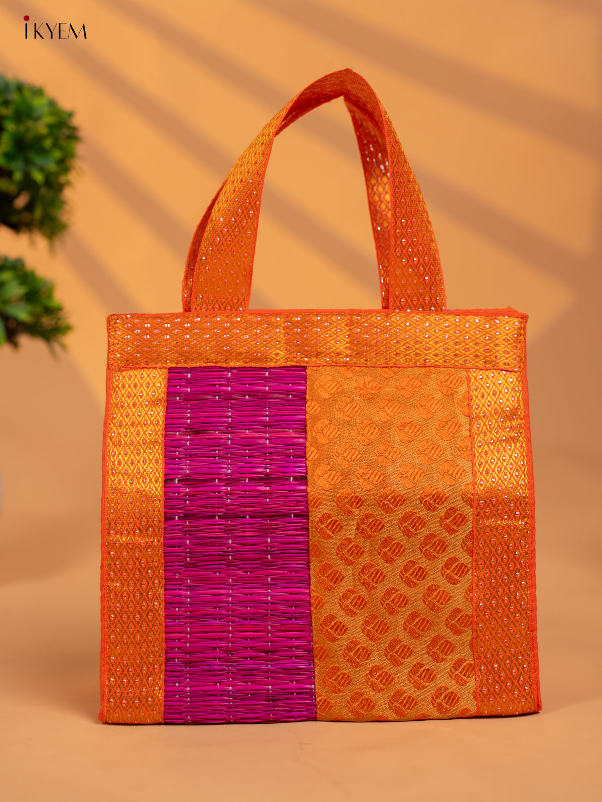 Half & Half Korai Bag with Banarasi Fabric - KB11120