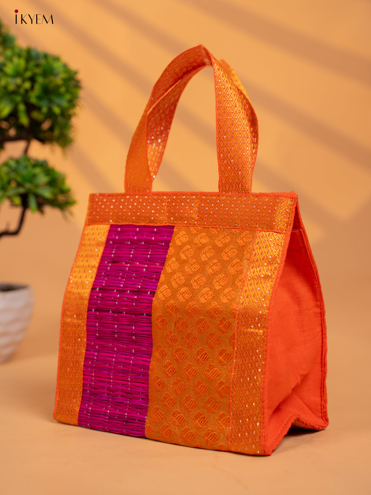 Half & Half Korai Bag with Banarasi Fabric - KB11120